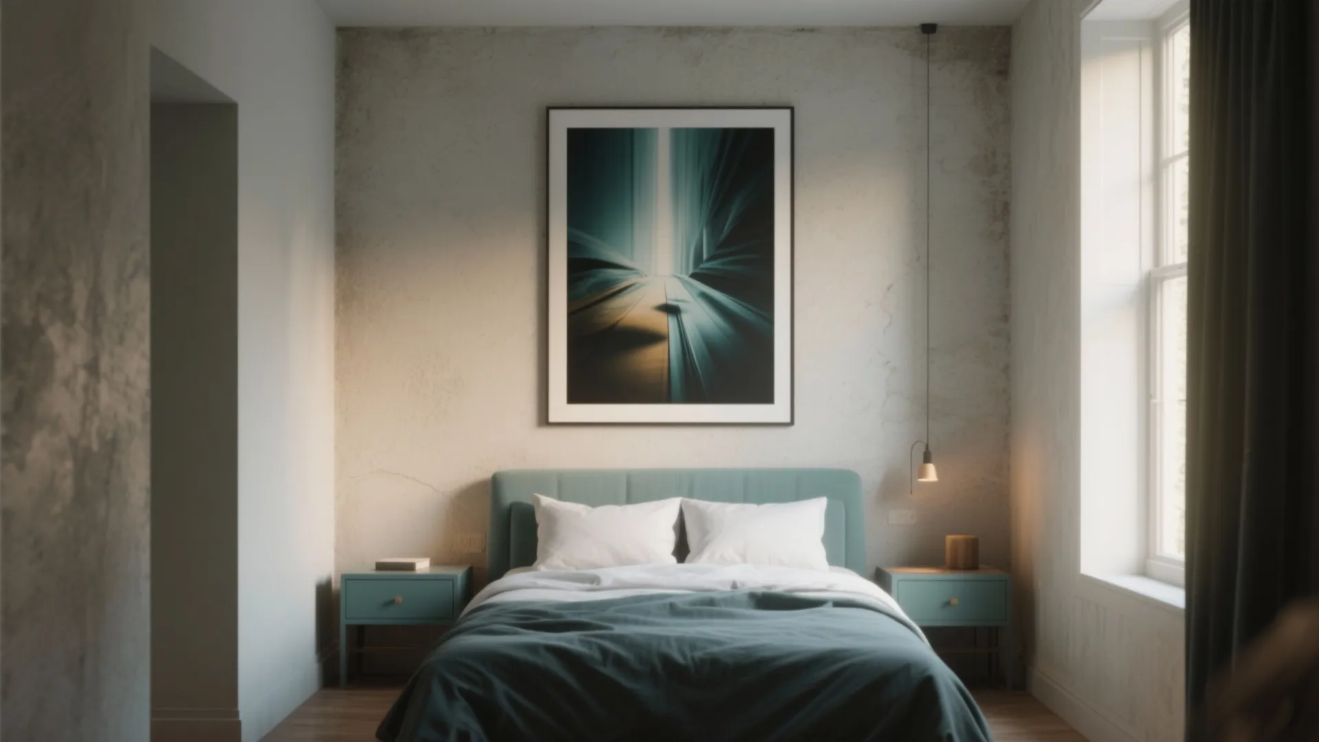 Oversized Statement Art Above the Bed