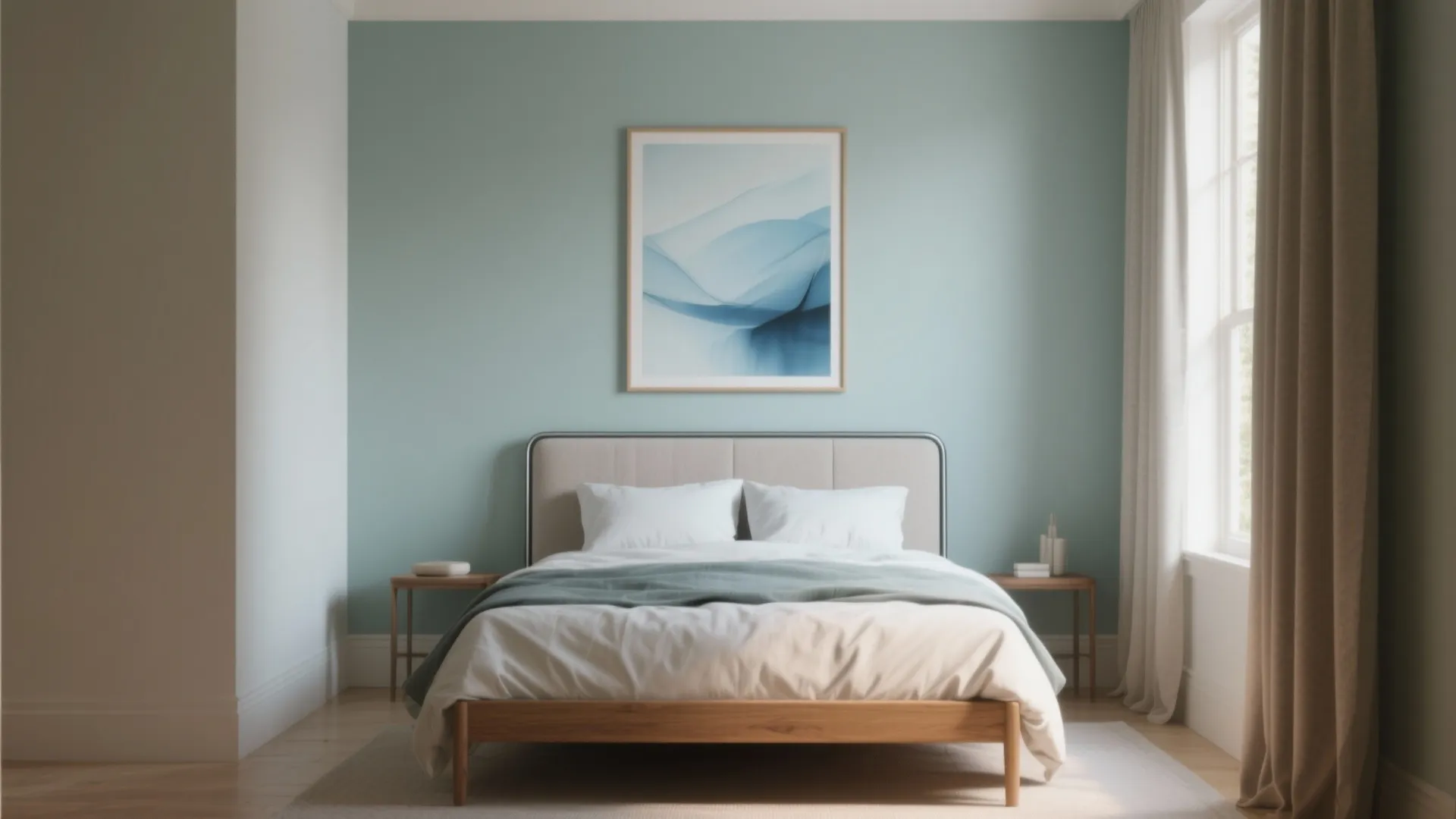 Idea 1: Oversized Calm—One Big Artwork Above the Bed
