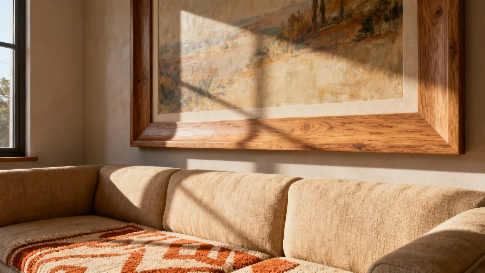 1. Single oversized artwork as a focal anchor