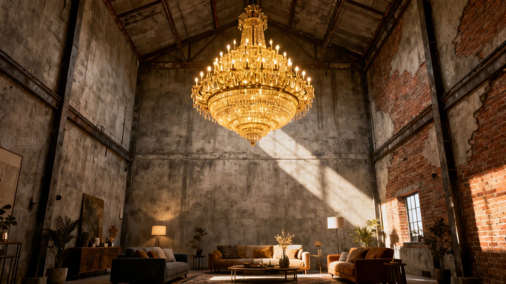 3. Oversized Chandelier as Anchor