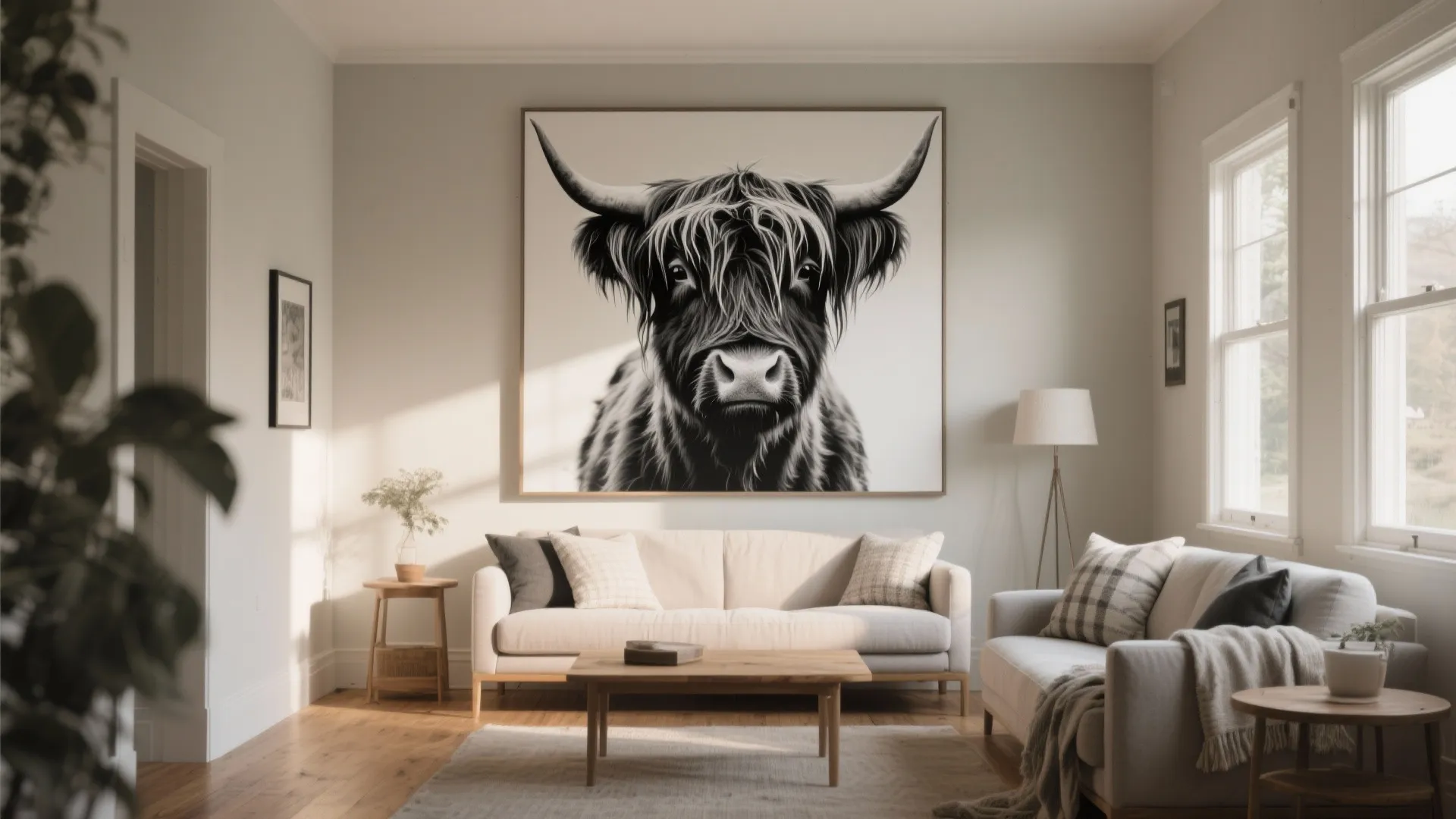 1. Oversized Highland Cow Wall Art