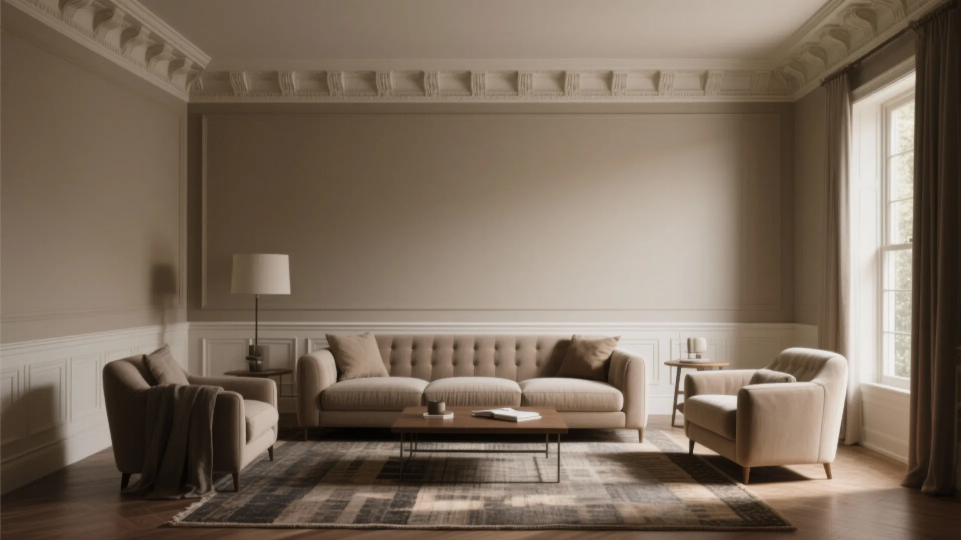 1. Oversized crown to visually raise low ceilings