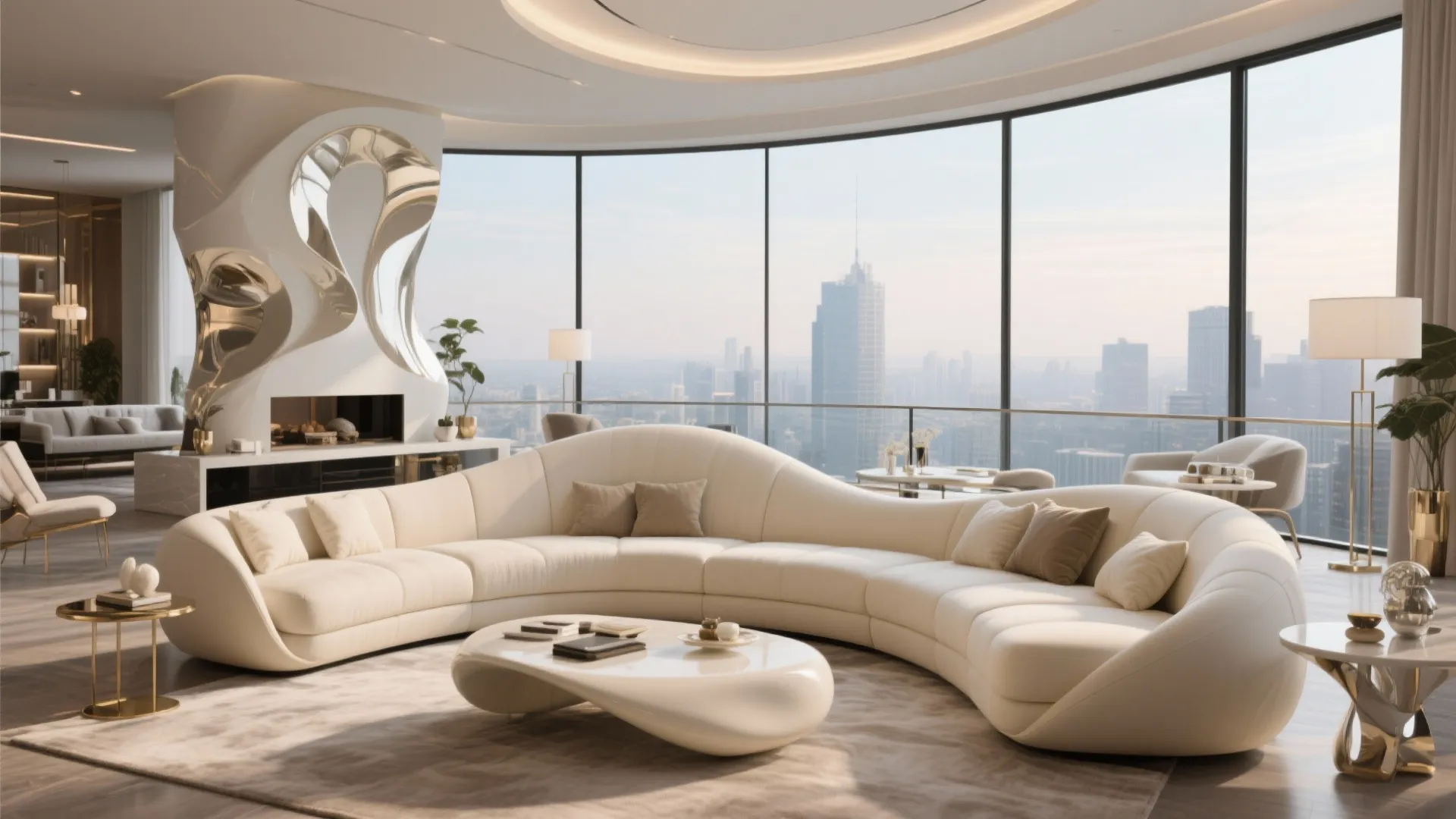 10. Oversized Curved Sofa for Statement Impact