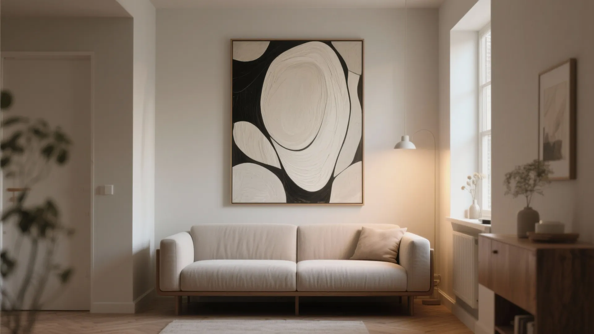 2. Oversized Single Canvas as a Focal Point