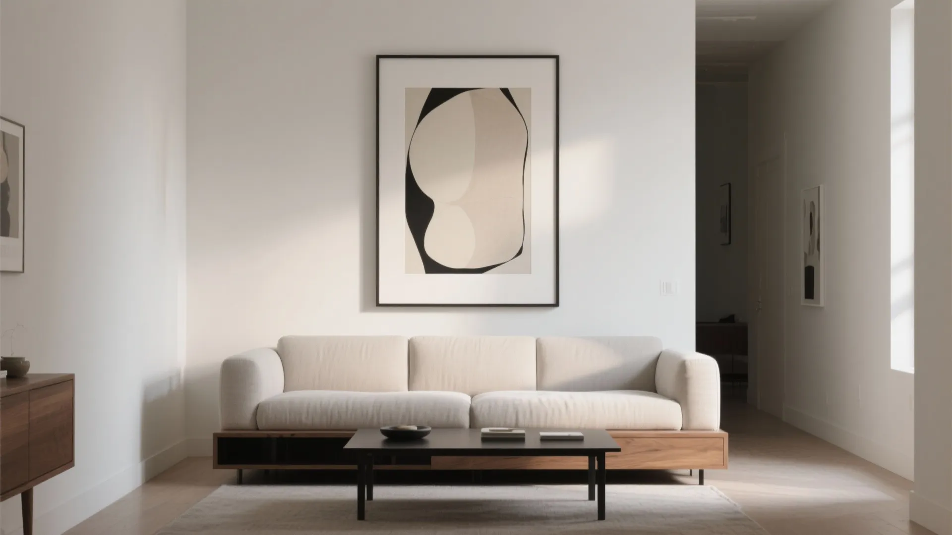 Oversized Statement Frame Above the Sofa