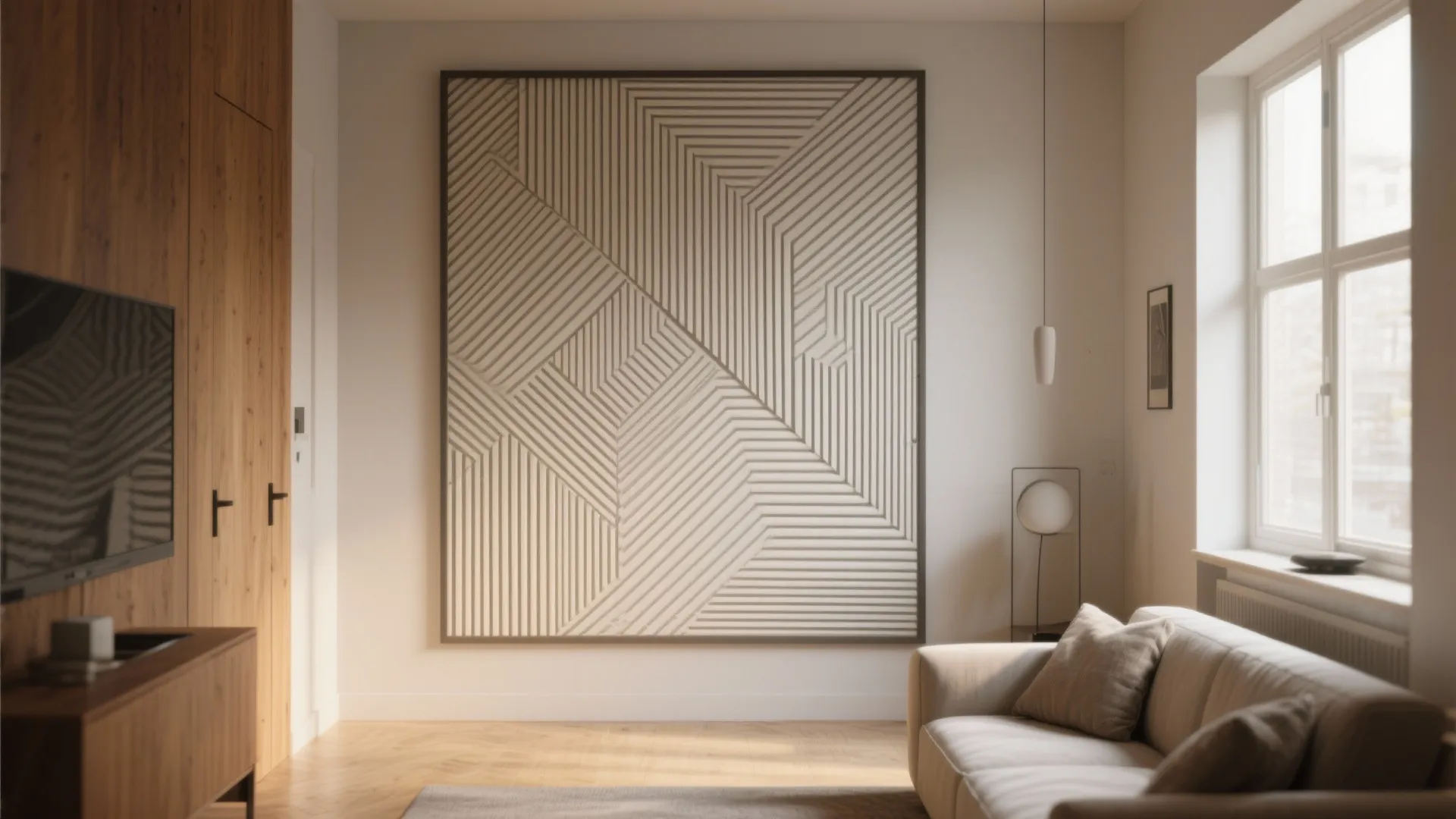 1. Oversized Geometric Accent Wall