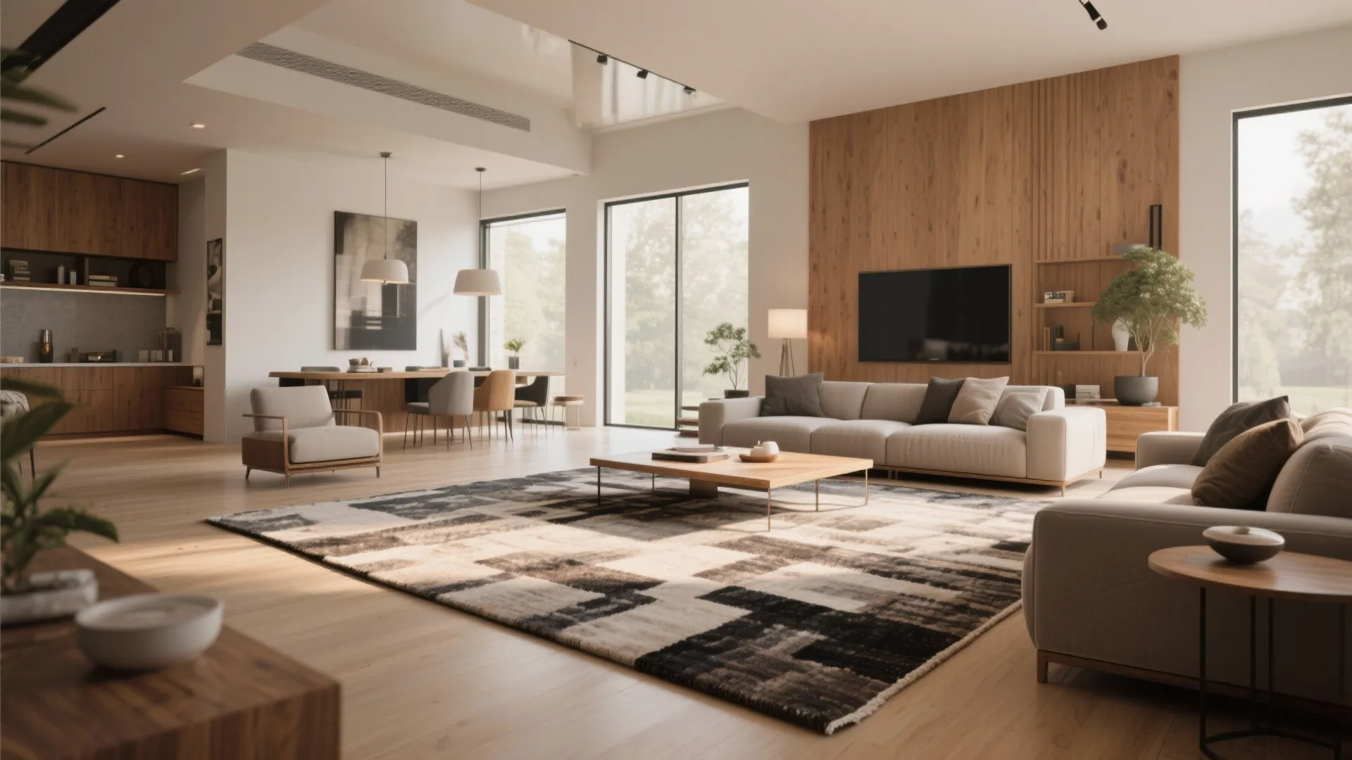 3. Oversized Rugs for a Unified Look
