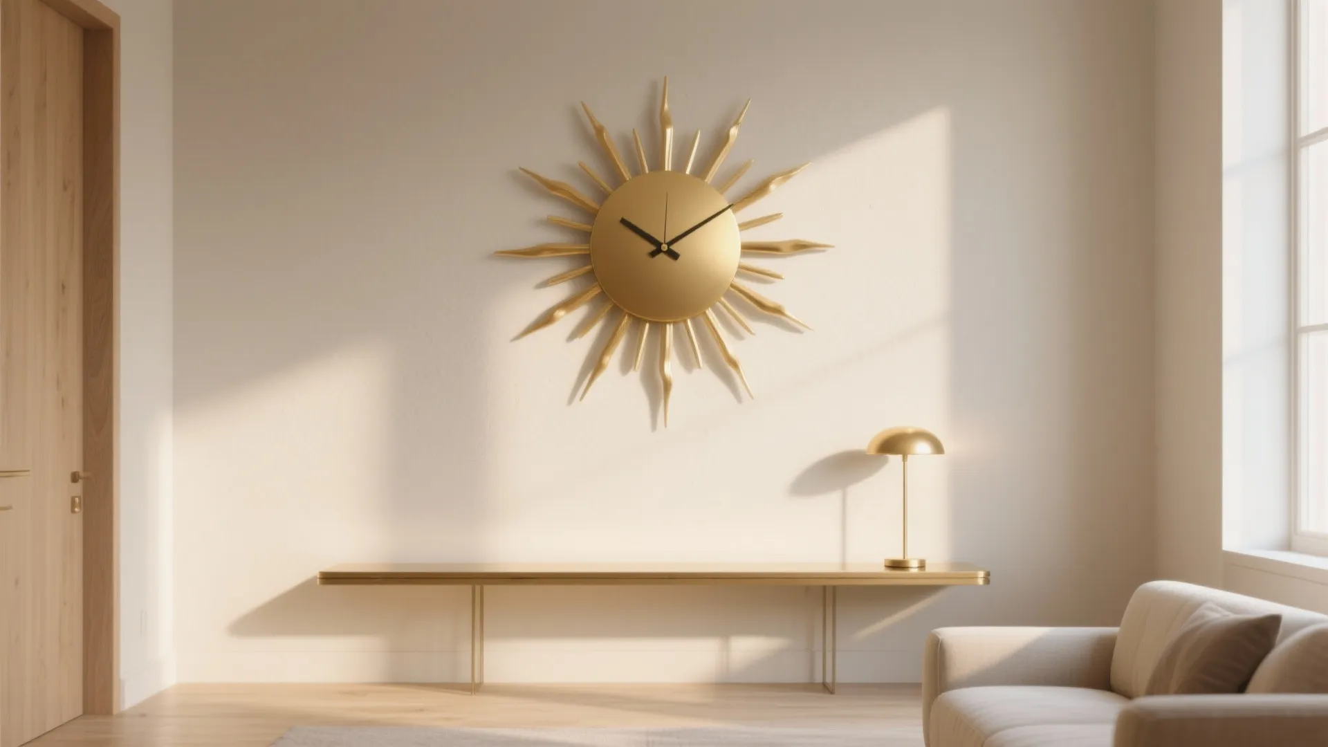 5) Oversized Sun Wall Clock to Anchor a Small Living Room