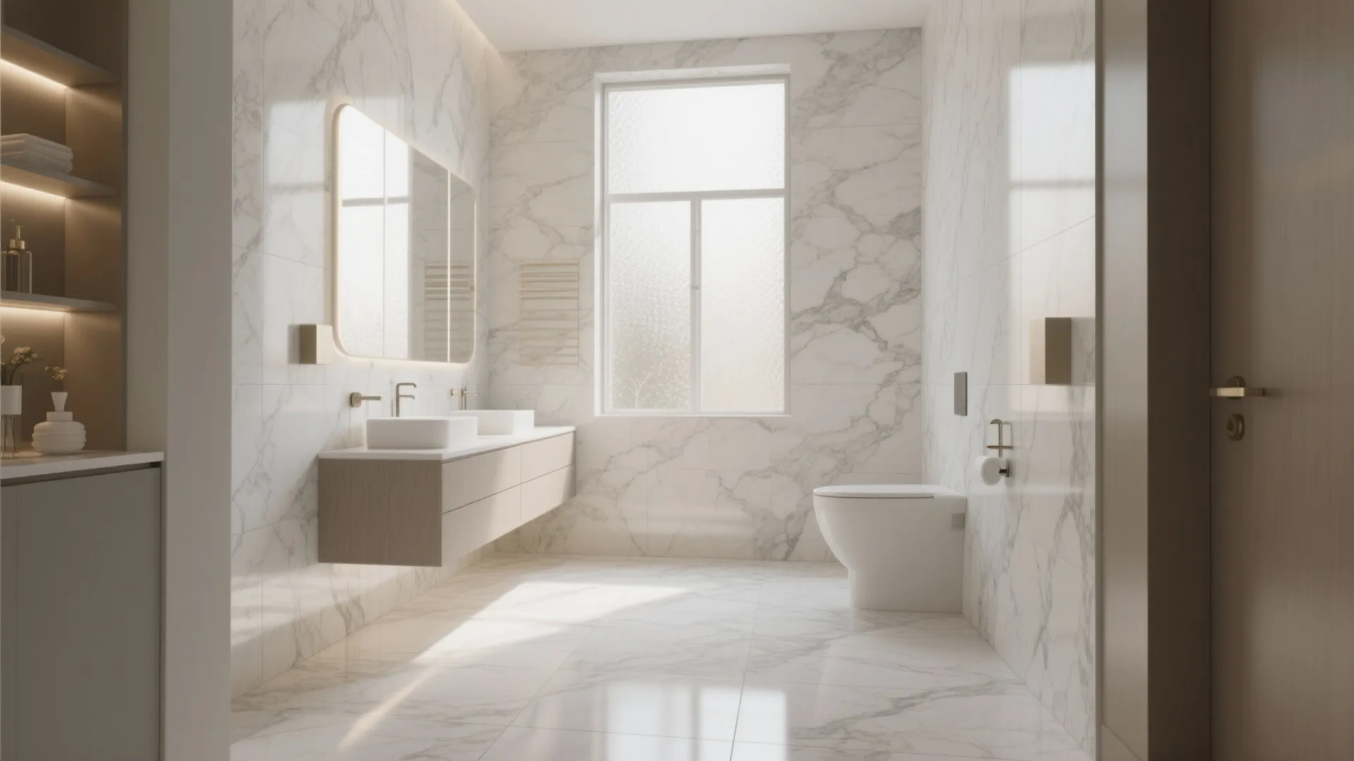 1. Oversized Marble Effect Porcelain