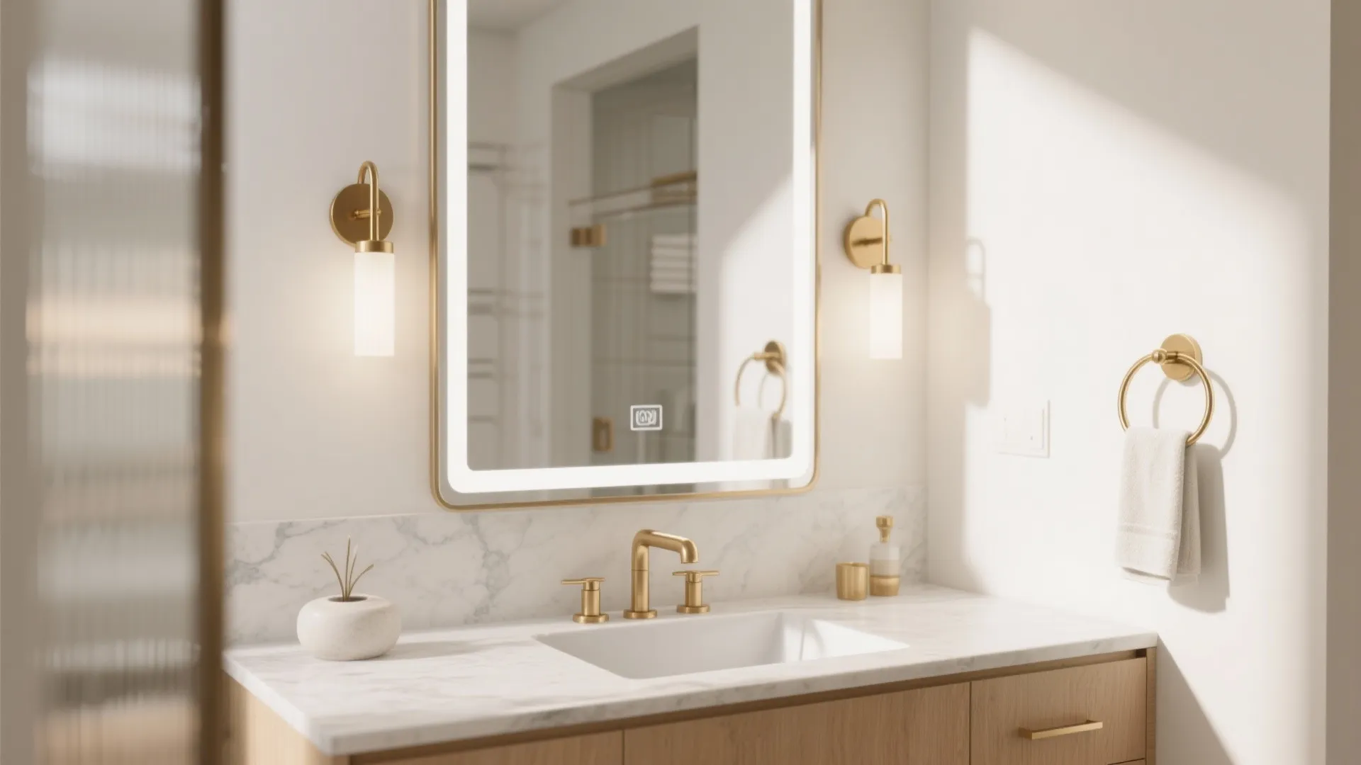 2. Oversized mirror plus metallic accents