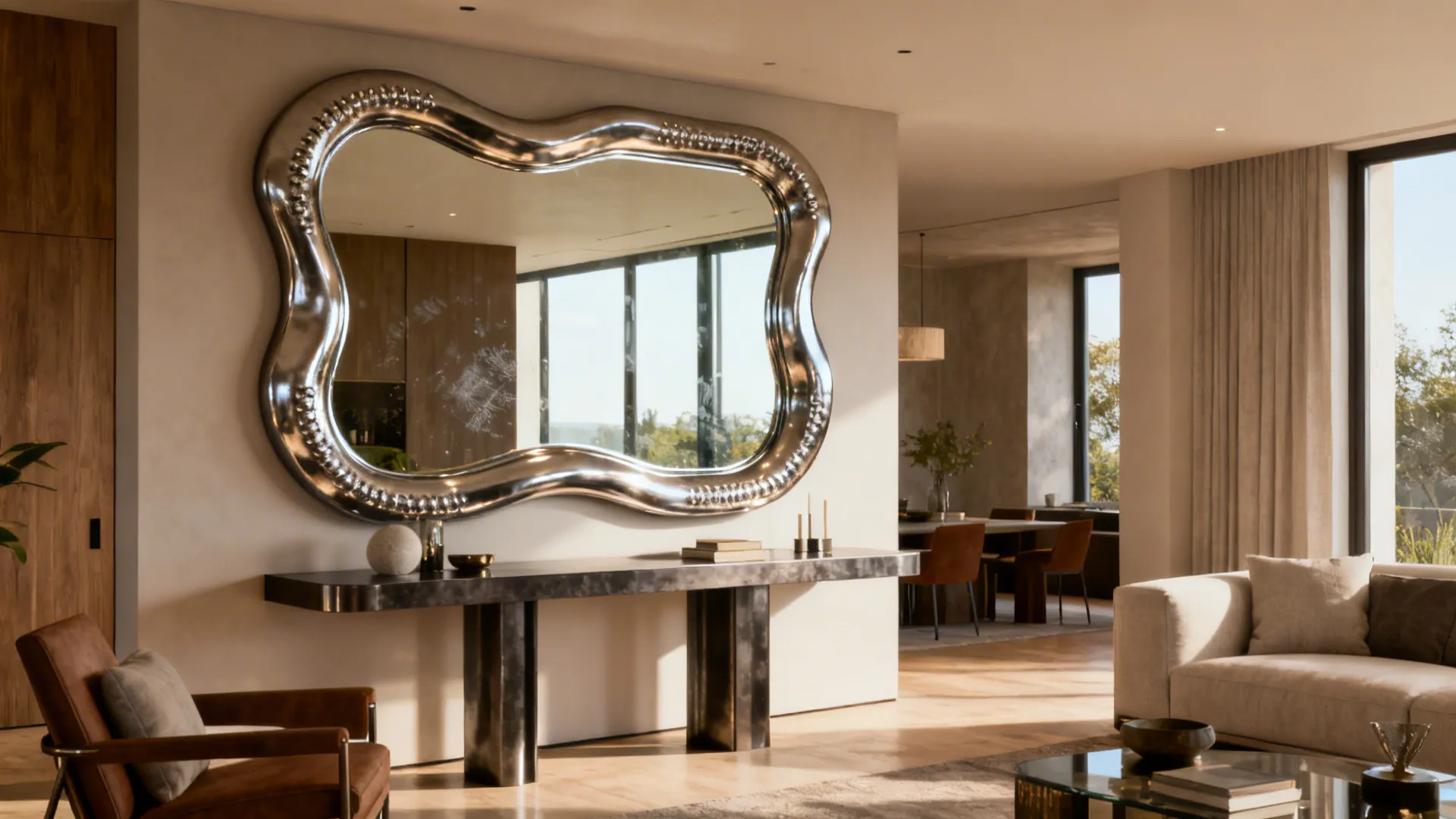 3. Oversized Mirror as Functional Art