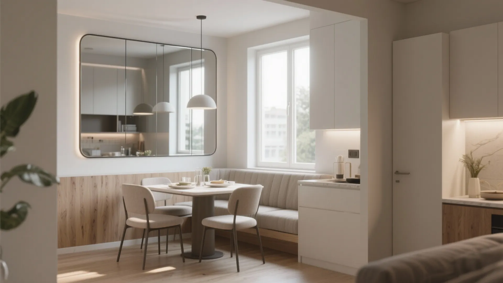 1. Oversized Wall Mirror to Double the Space