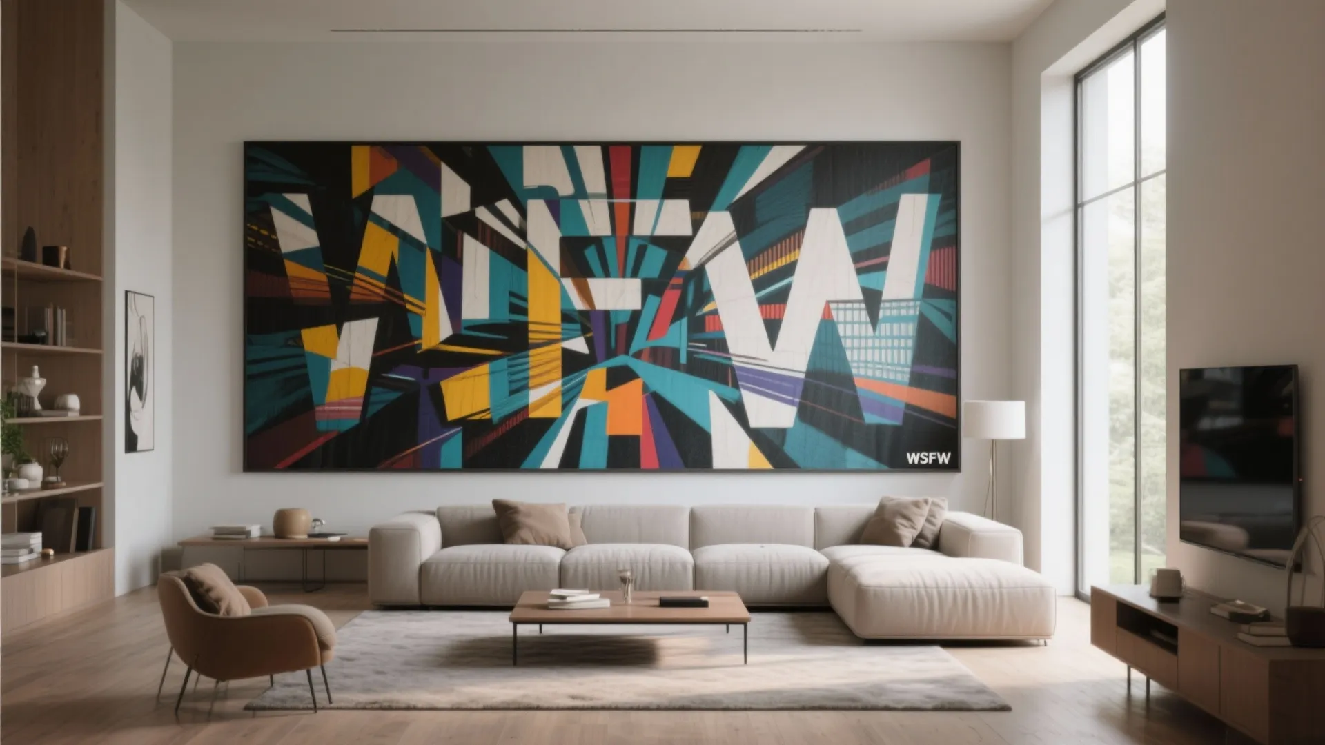5. Oversized statement mural or canvas