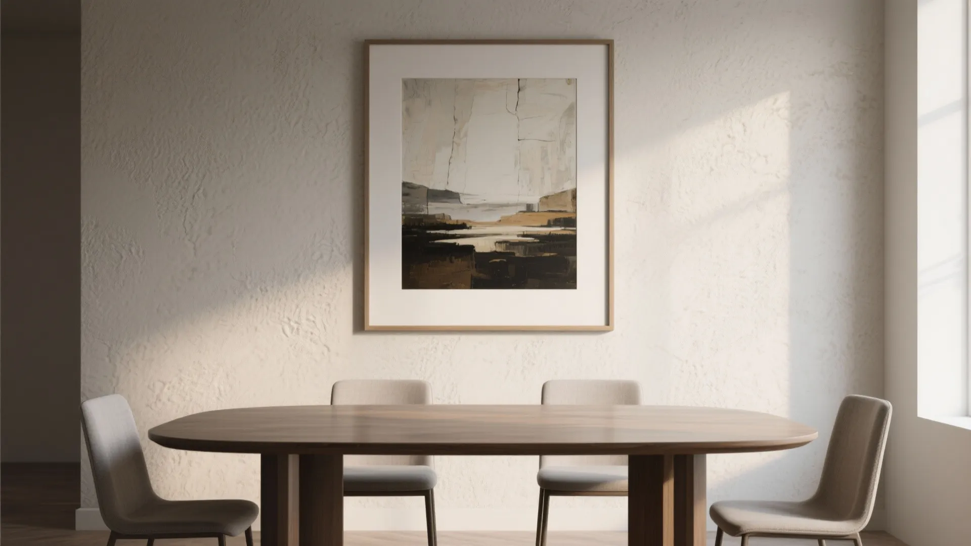 1. Single oversized print as a focal anchor