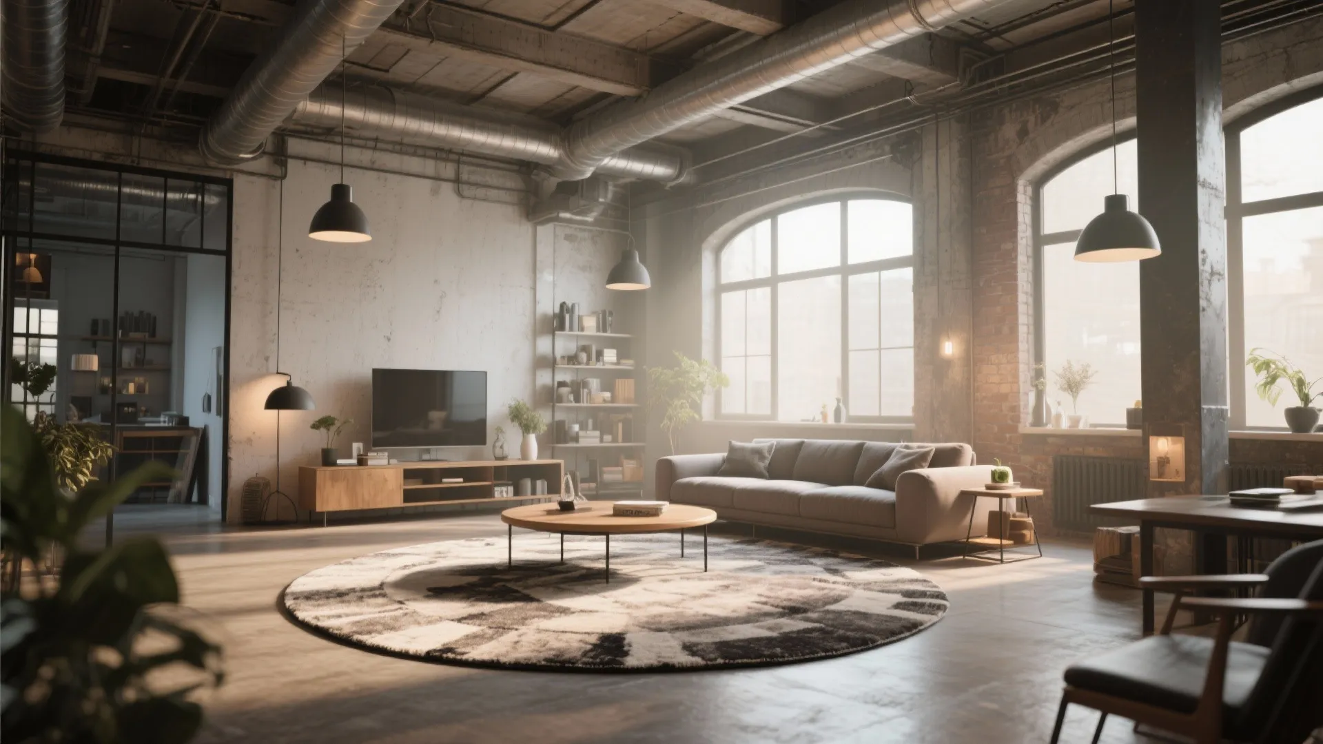 8. Oversized Round Rug Statement