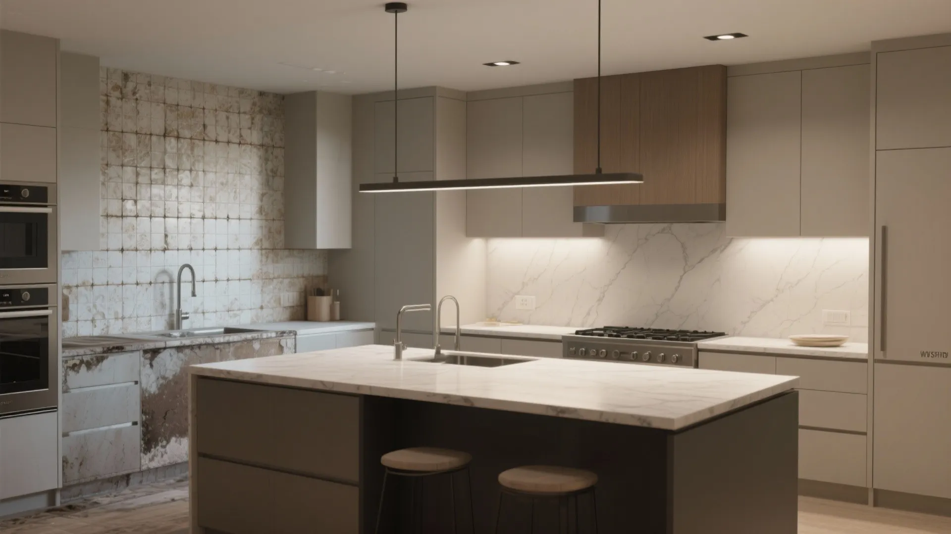 5. Oversized Slab or Porcelain Backsplash