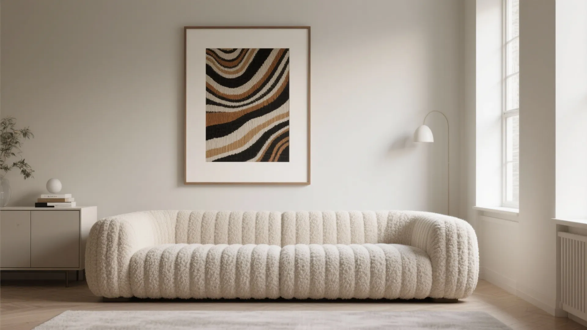 5) Oversized single statement frame (art or textile)