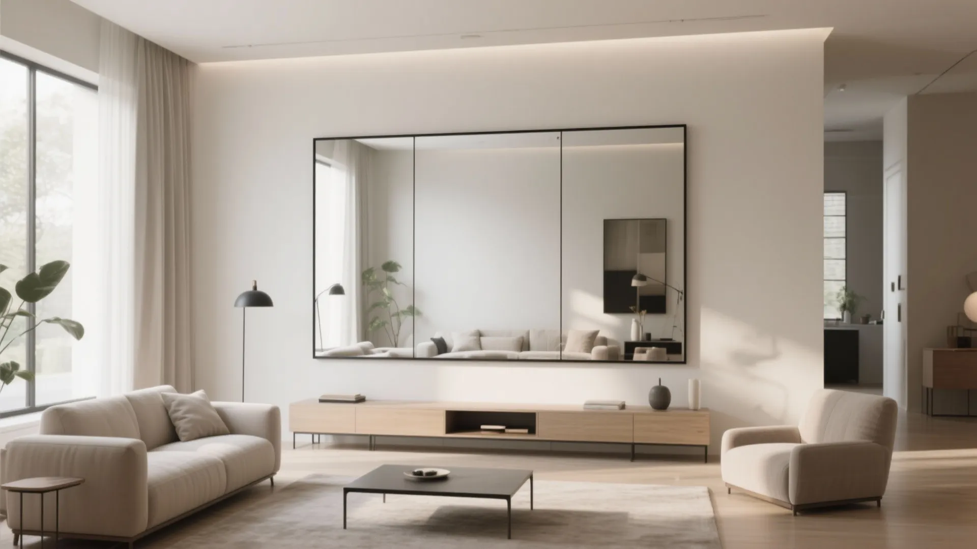 1. Oversized Wall Mirror for Instant Depth