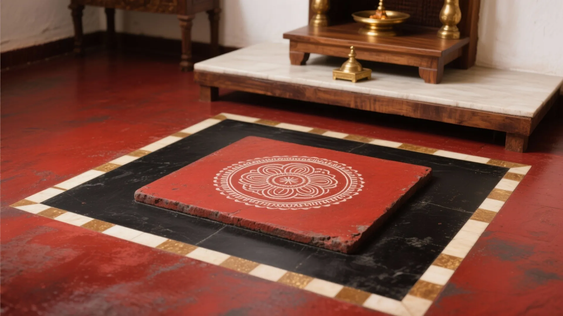 Red or Black Oxide Floors with a Sacred Inset