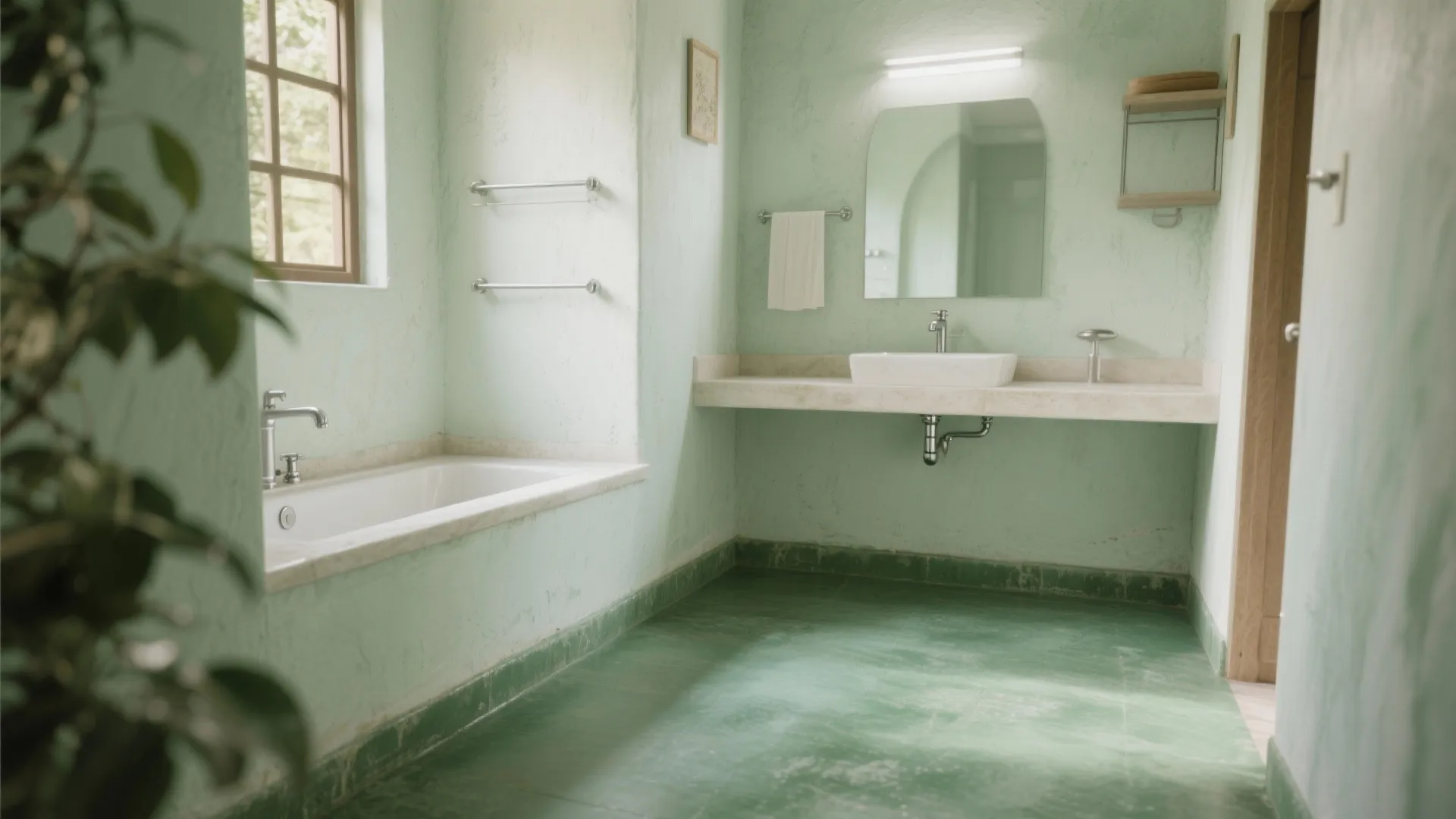 Oxide Floors With Lime-Wash Walls