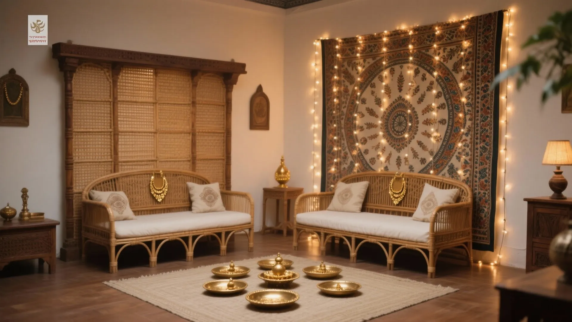 Heritage Paat & Backdrop: Cane, Kalamkari, and Soft Lighting