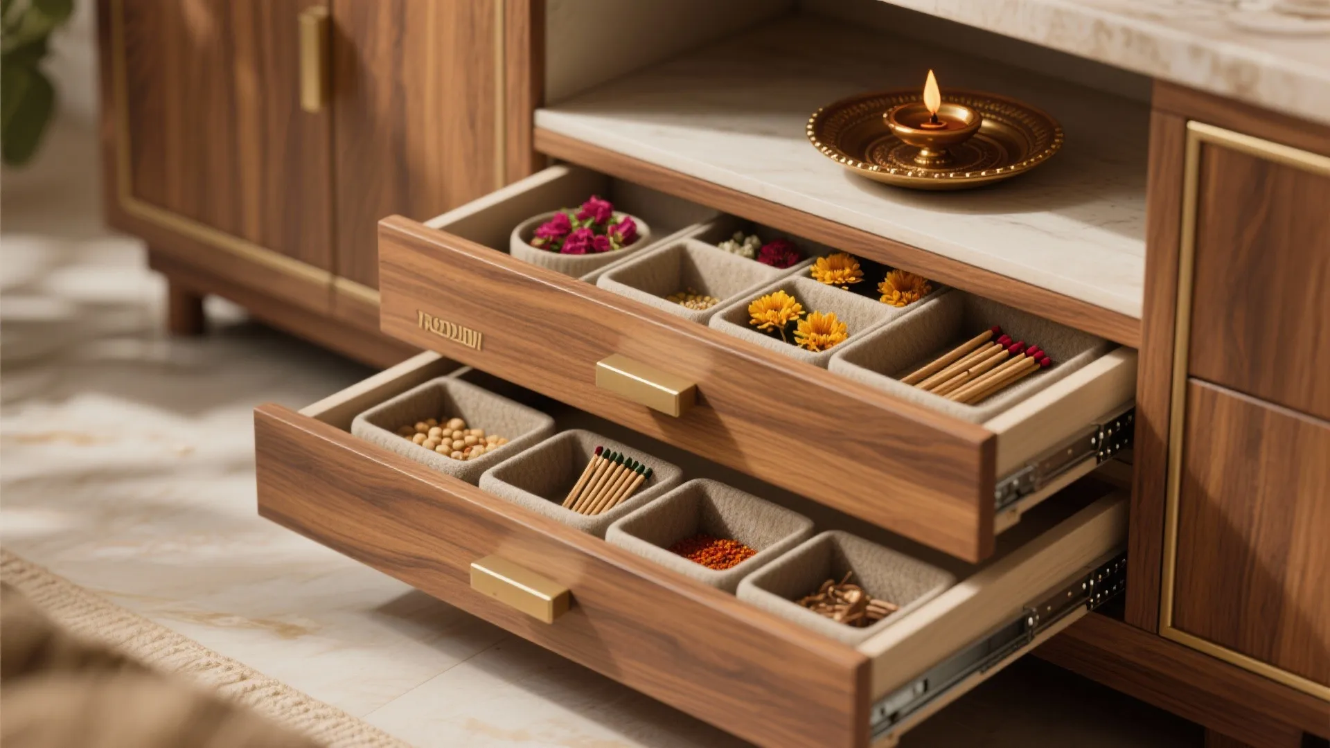 Hidden storage under the padi base