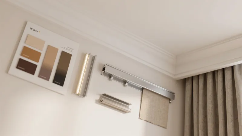 Modern Curtain Track Display Wall Design