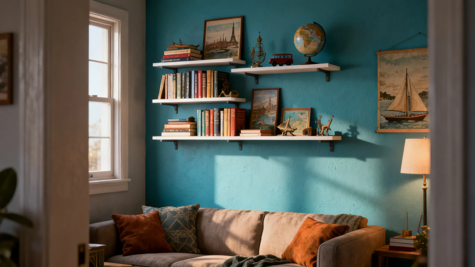 5. Mixed Materials: Paint + Shelving