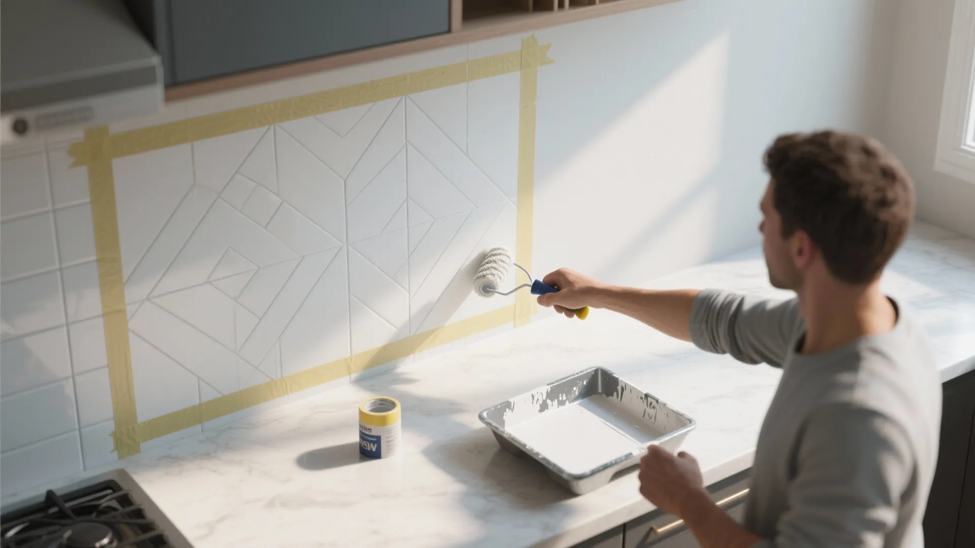 2. Paint + stenciling for graphic impact