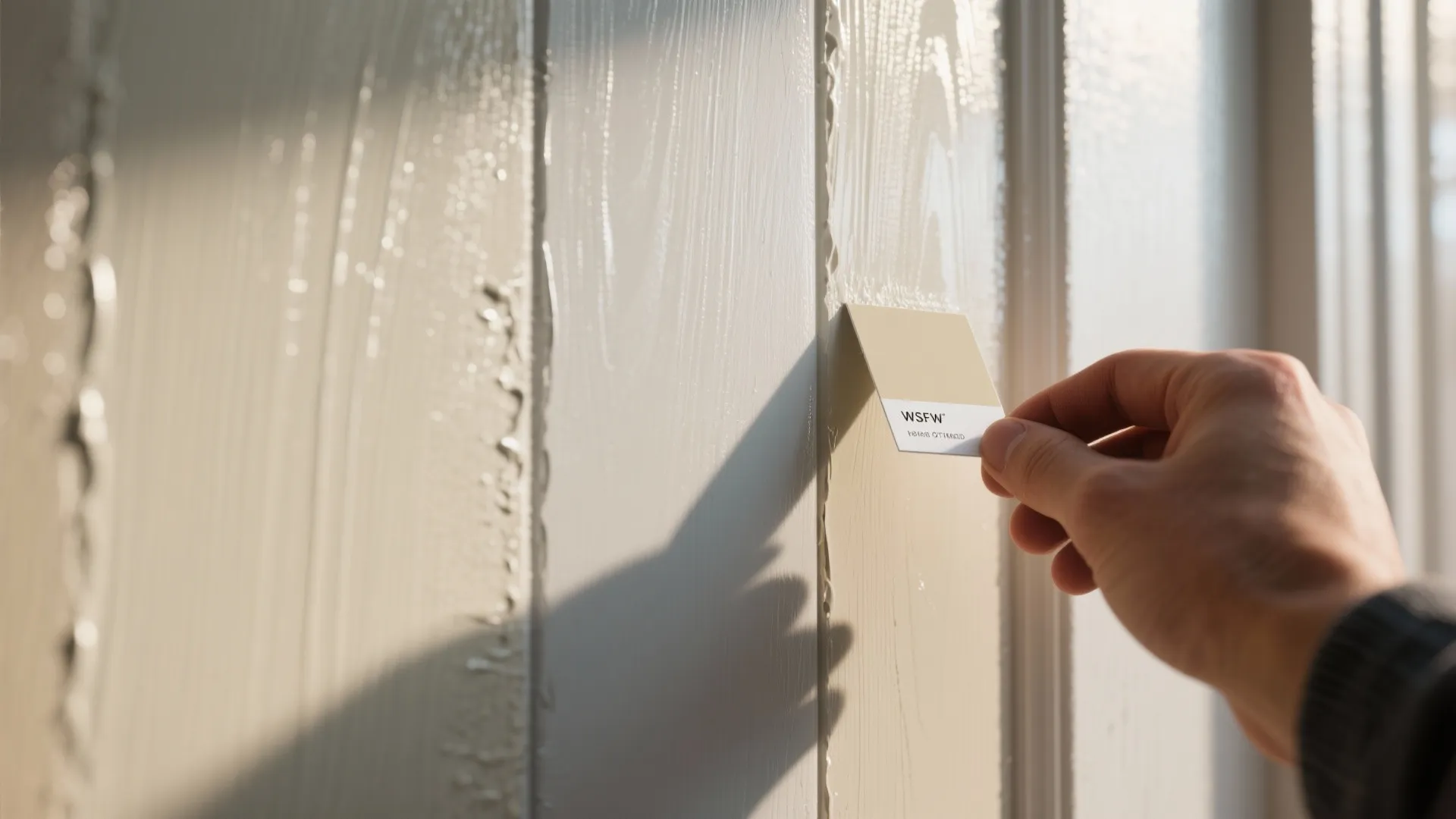 Macro close-up of paint finishes showing eggshell, satin, and semi-gloss textures and light reflection differences.
