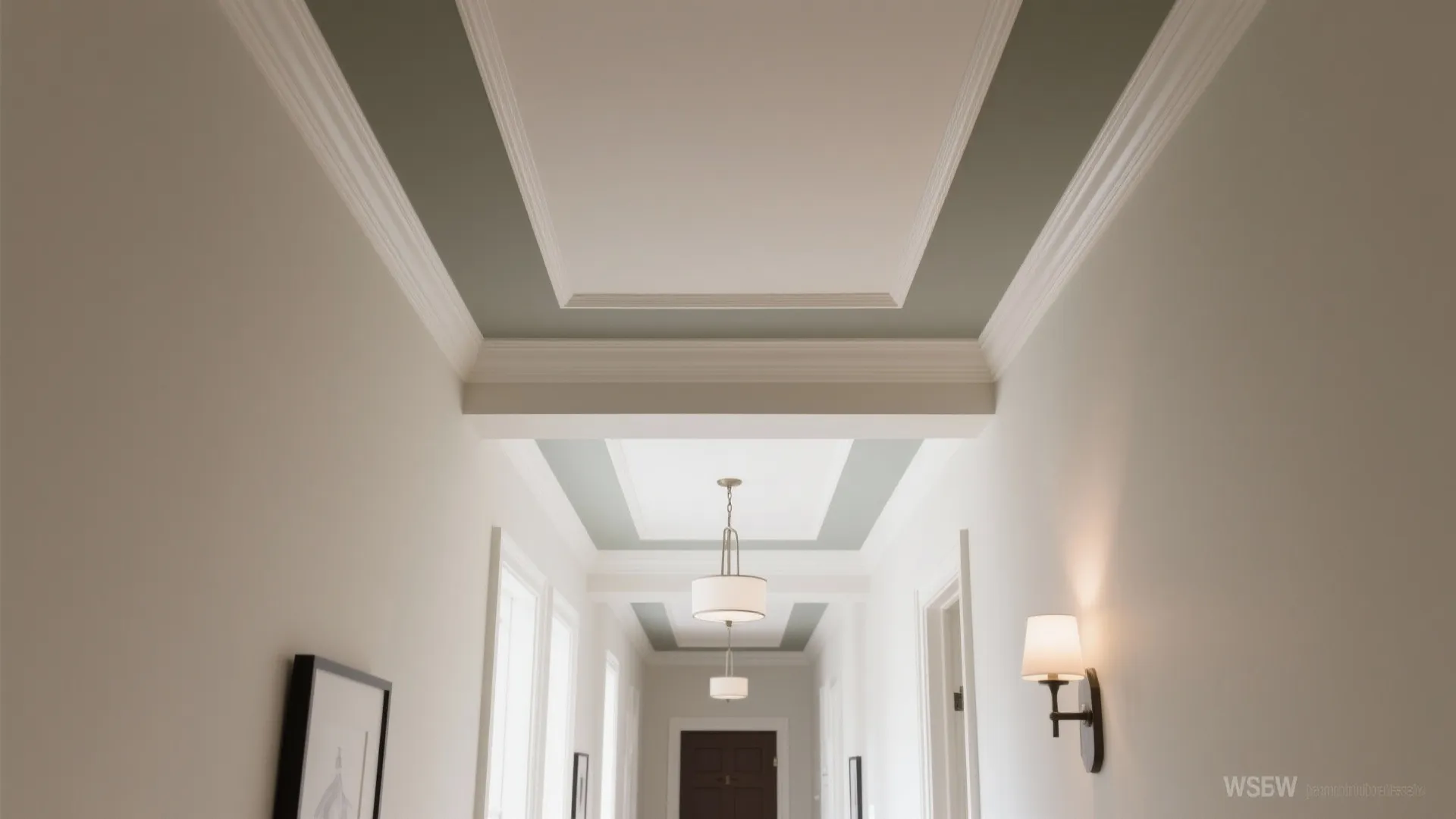 Vaulted or tray illusion with paint and molding