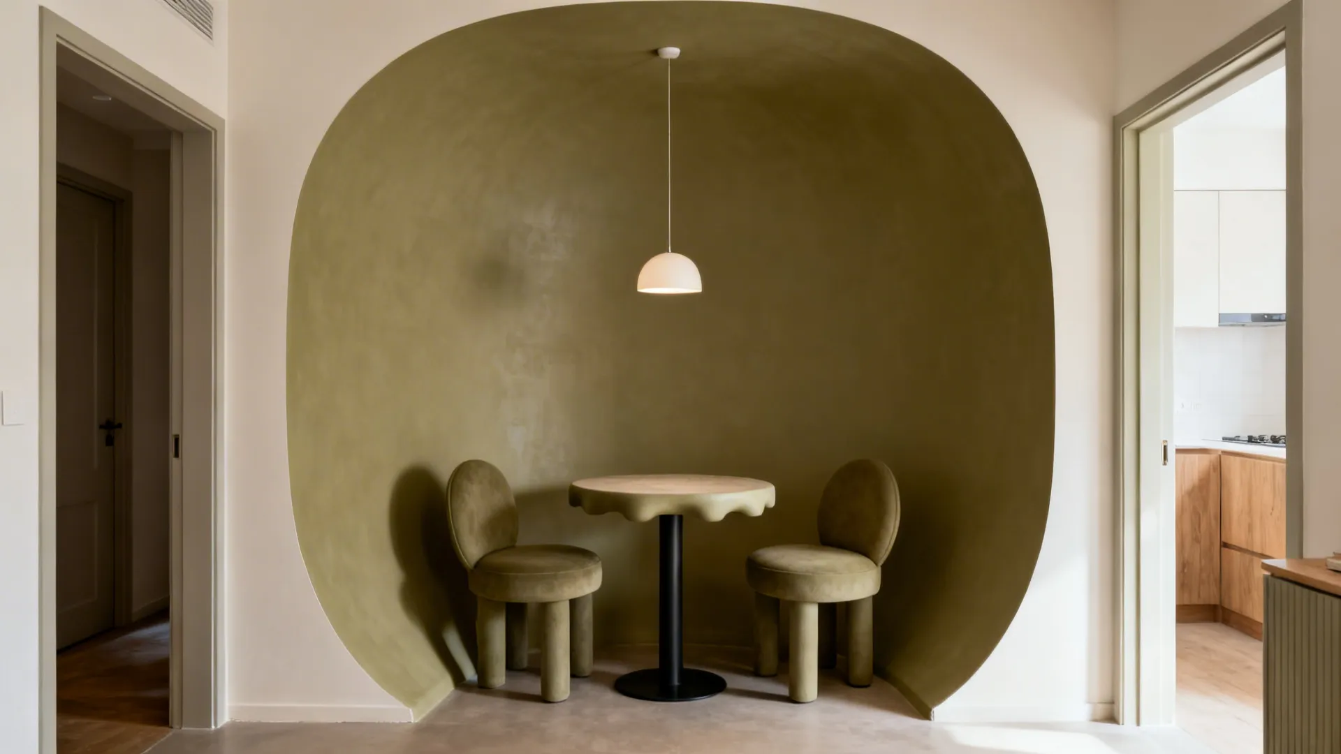 4) Statement Arch Paint with Curved-Edge Furniture