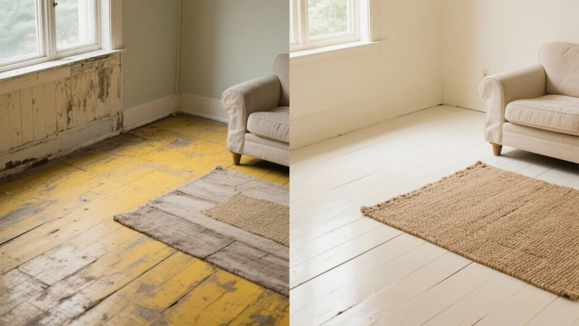 Painted Floorboards With Natural-Fiber Layers