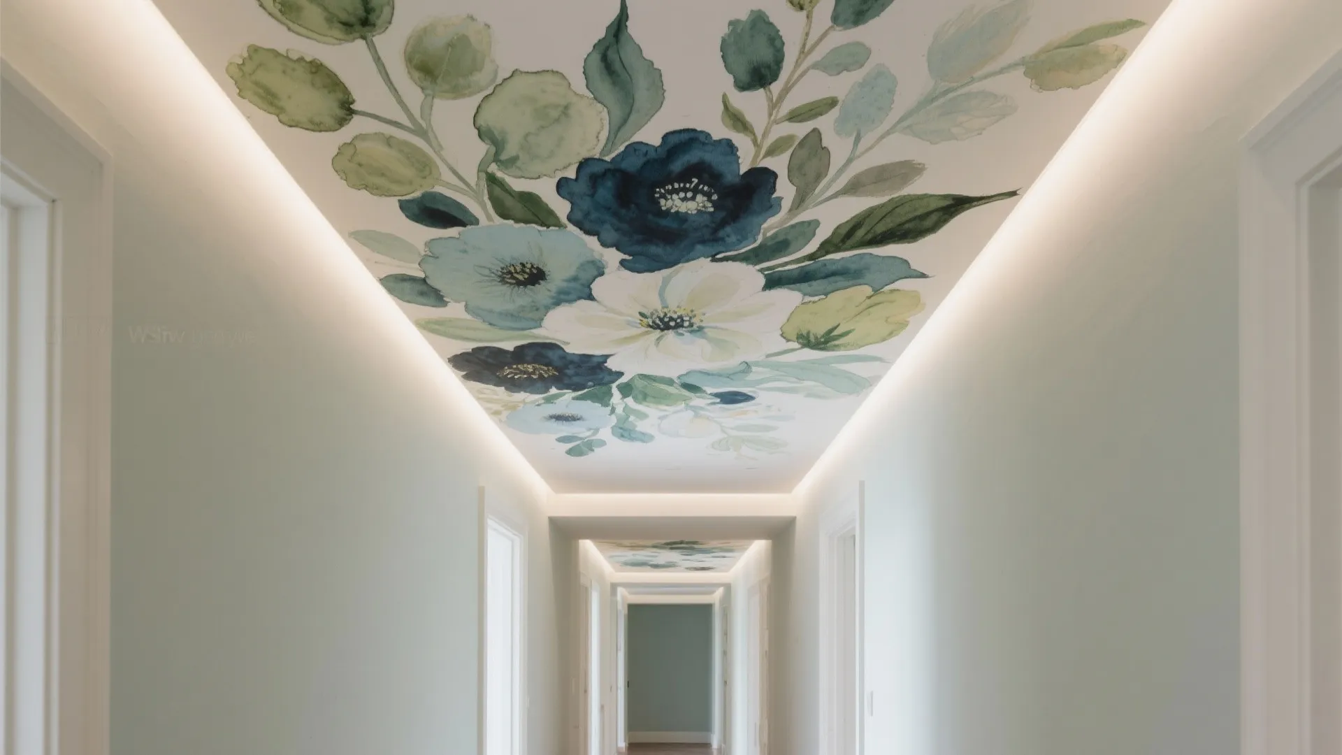 Hand-Painted Ceiling Blooms as Art