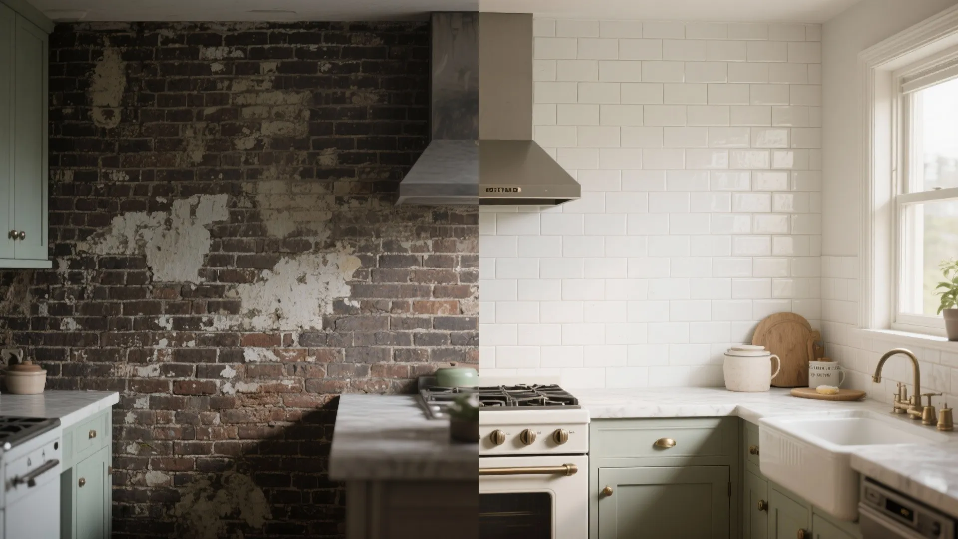 4. Painted white brick over existing masonry