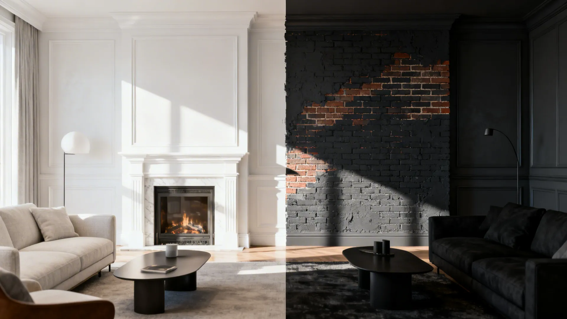 2. Paint the brick — all white or a charcoal accent