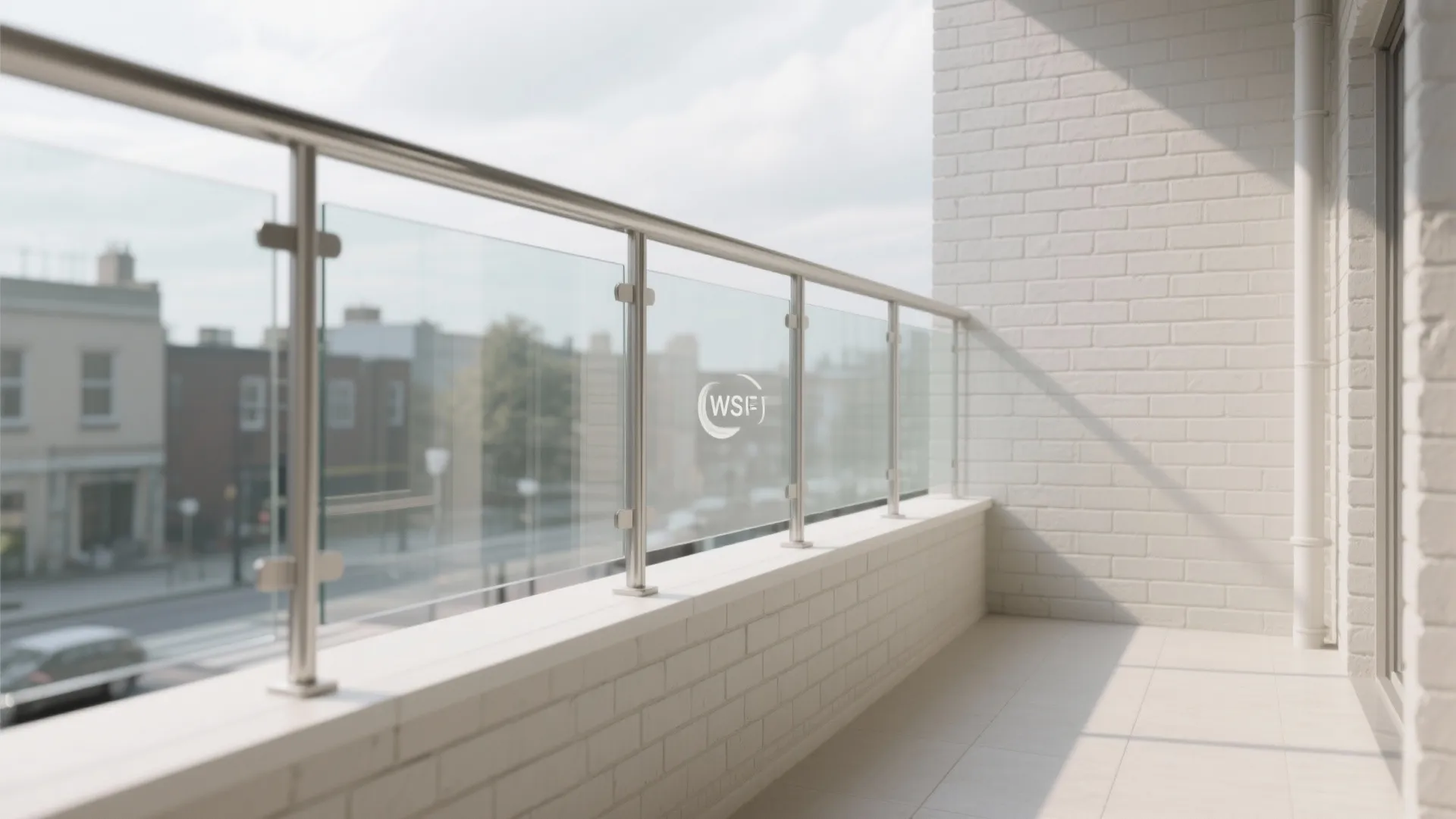 Painted Brick with Glass Panel Railings