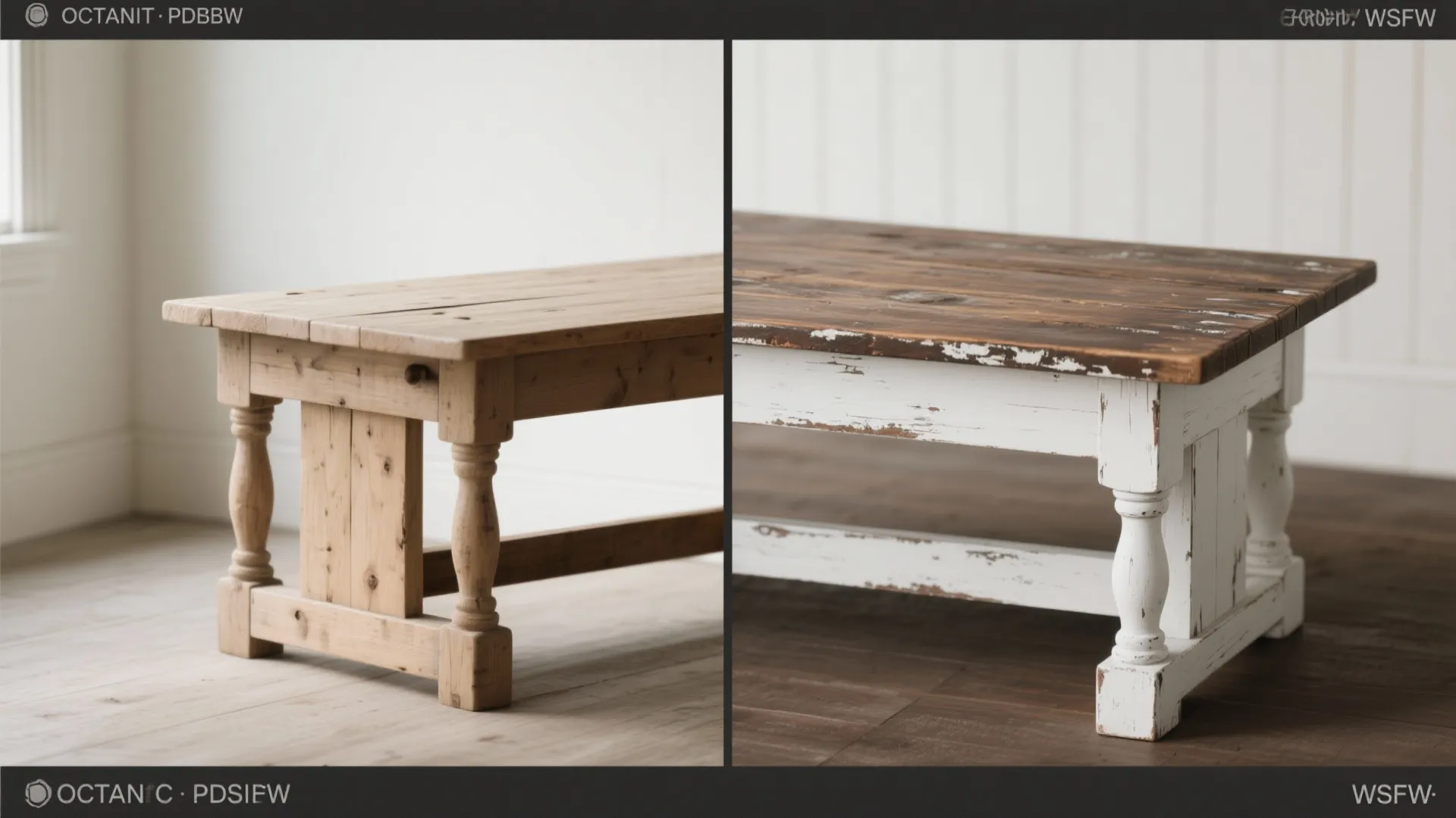 5. Painted Farmhouse with Distressed Top