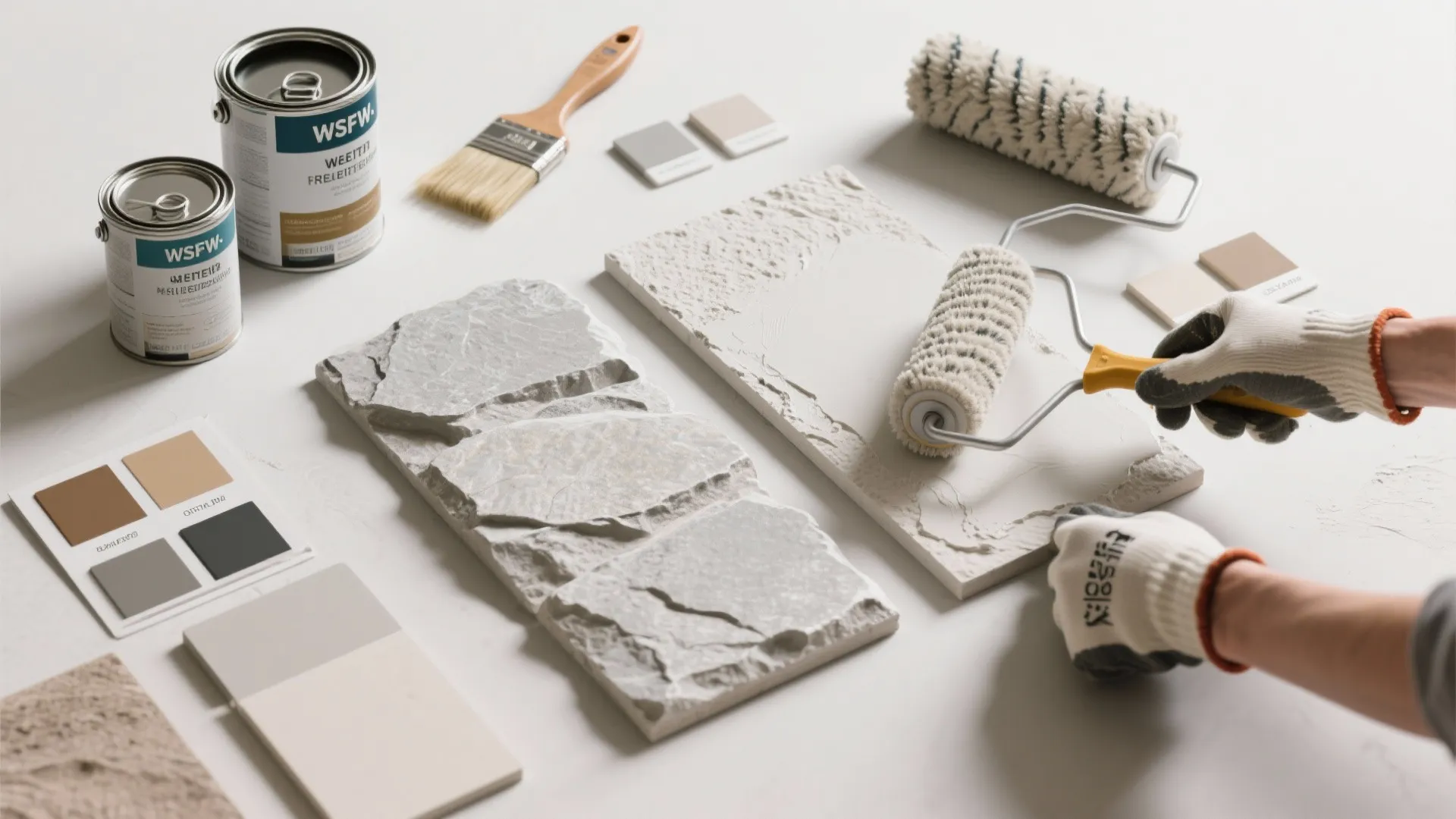 2. Painted faux stone for renters