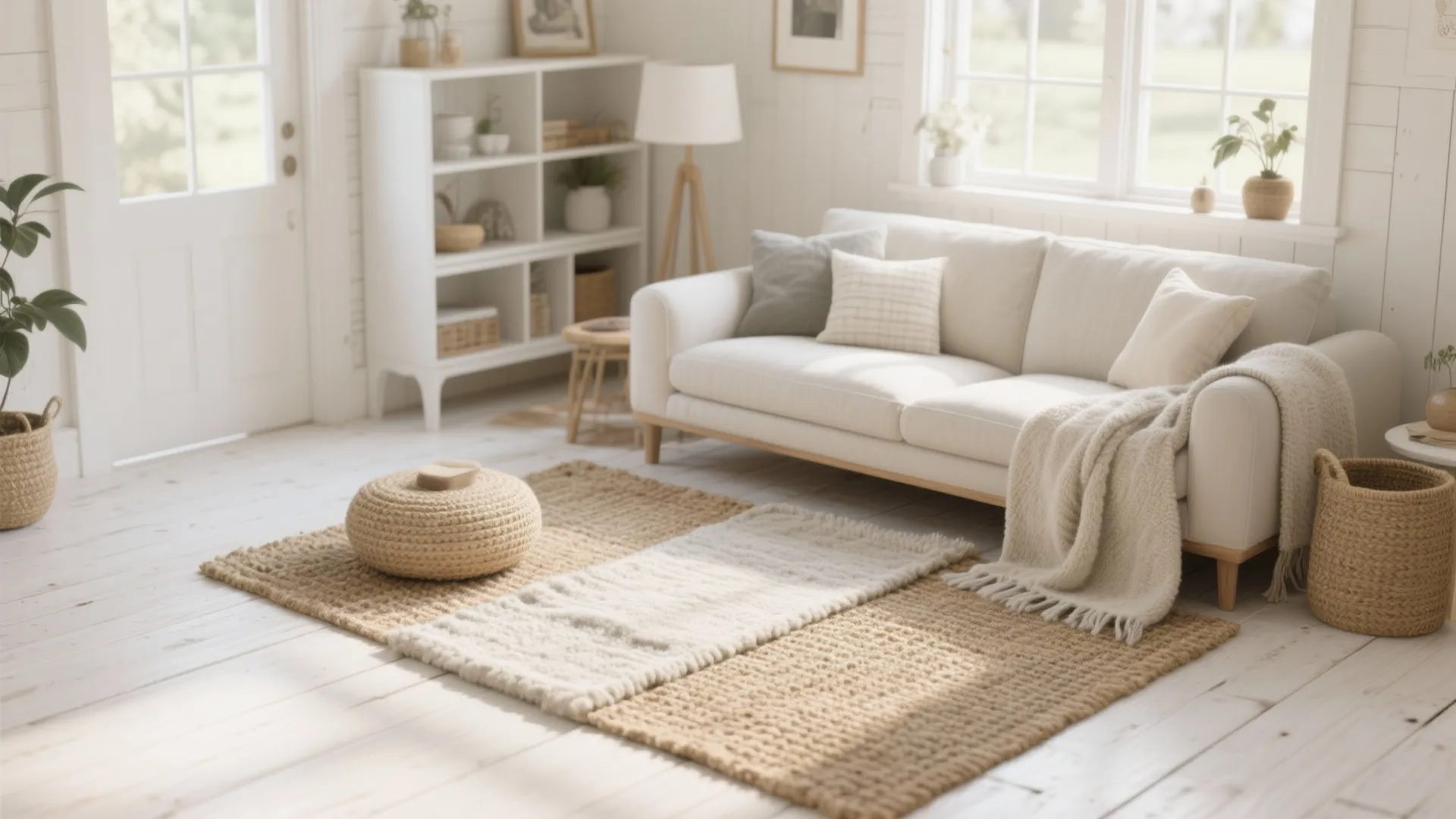 Painted Floorboards With Natural-Fiber Layers