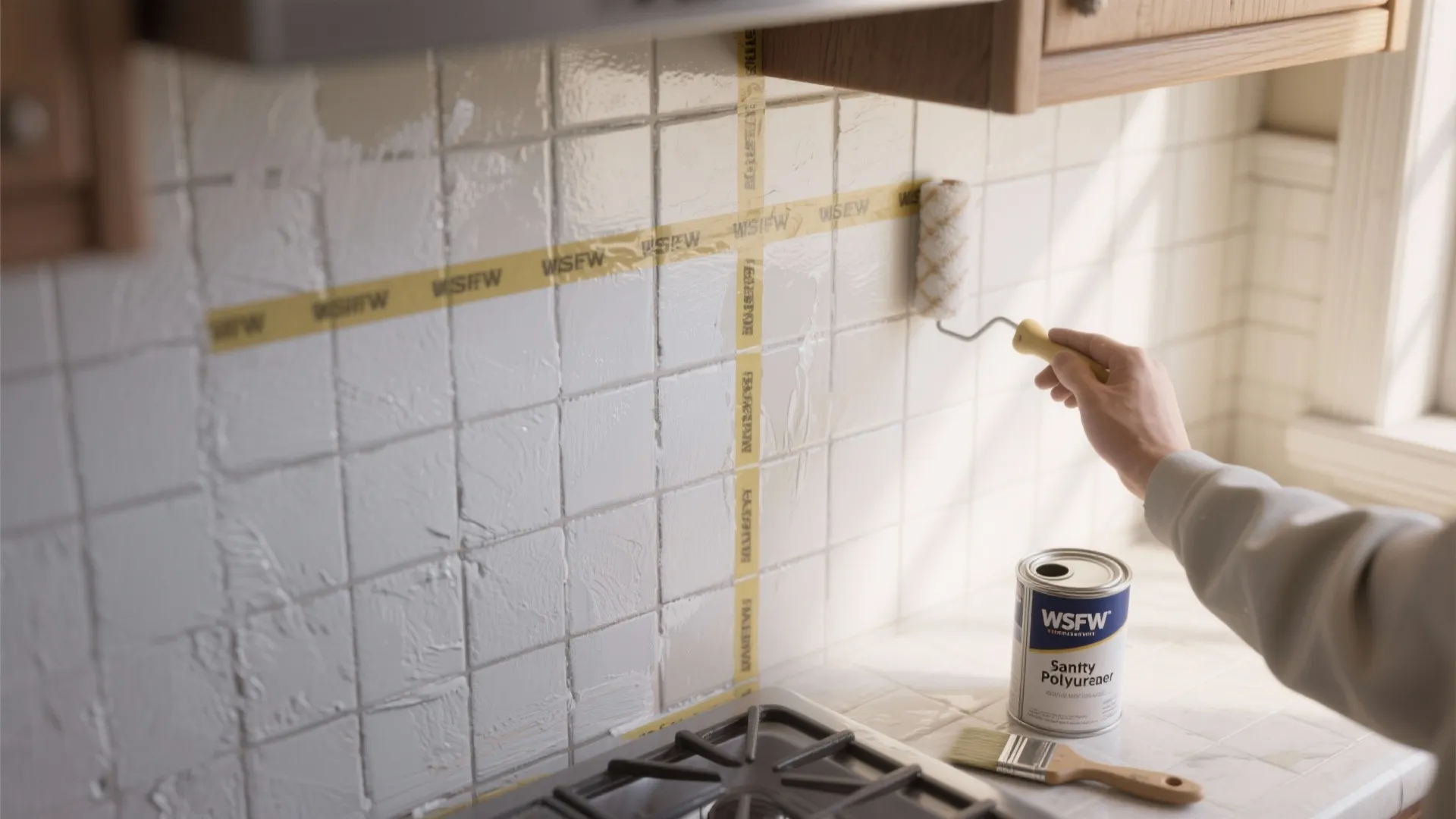 2. Painted faux-tile grid