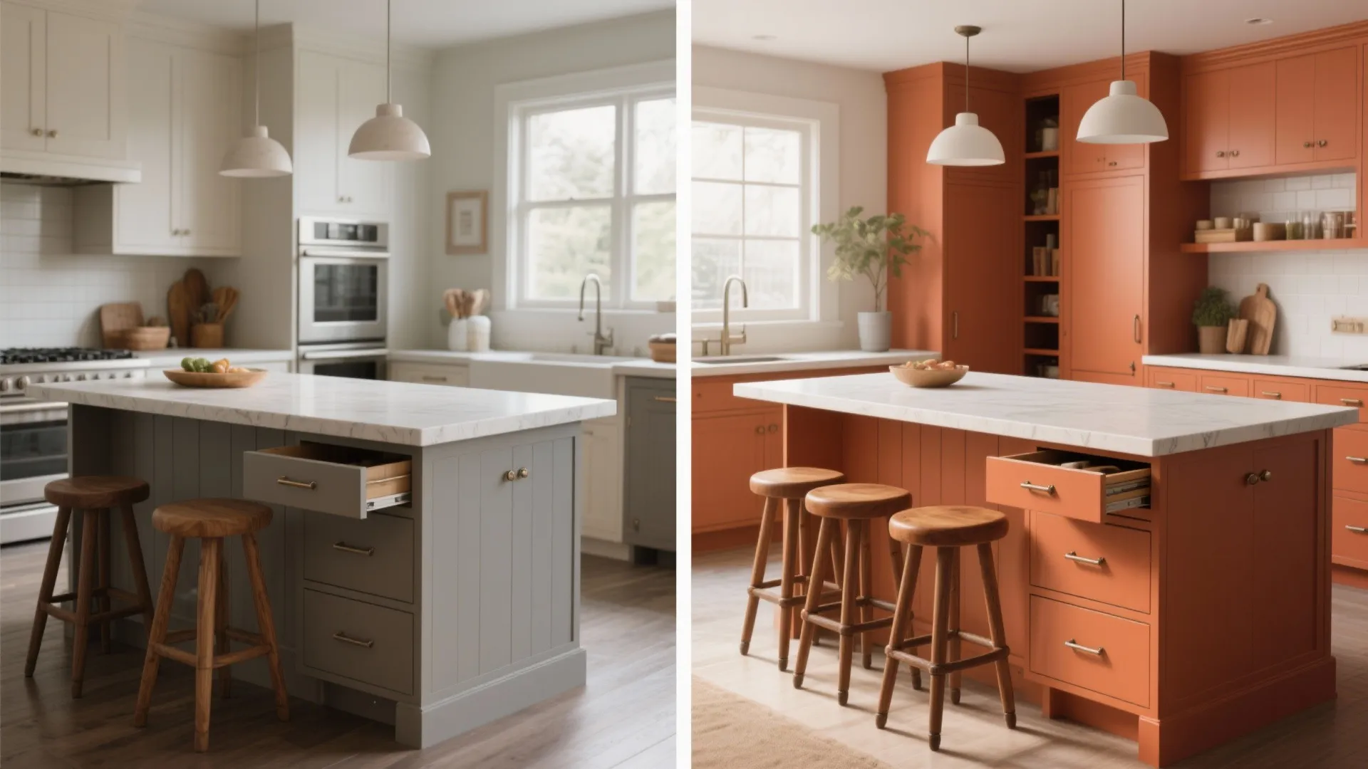 4. Painted Island with Practical Storage and Seating