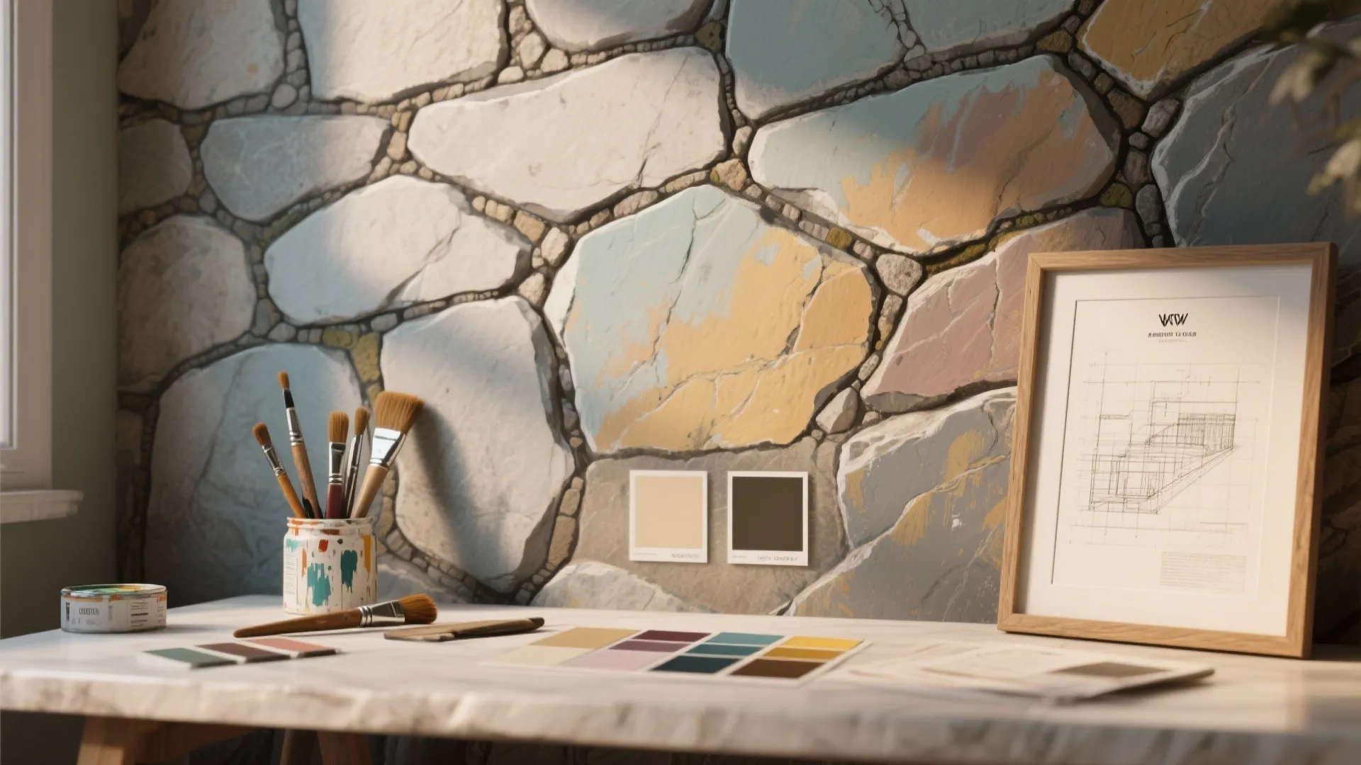 4. Painted rock illusion for renters