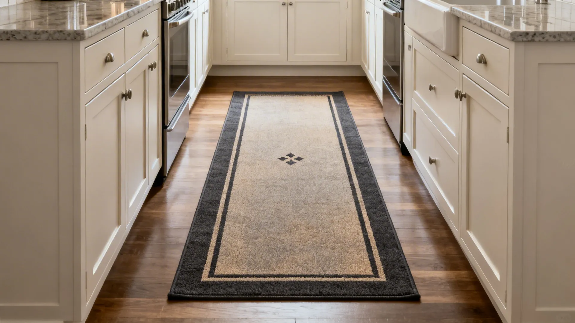 3) Painted Area Rug (Border + Inlay Illusion)