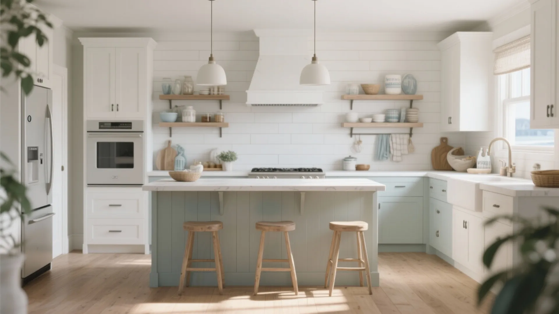 3. Painted Shiplap for Casual, Coastal Vibes