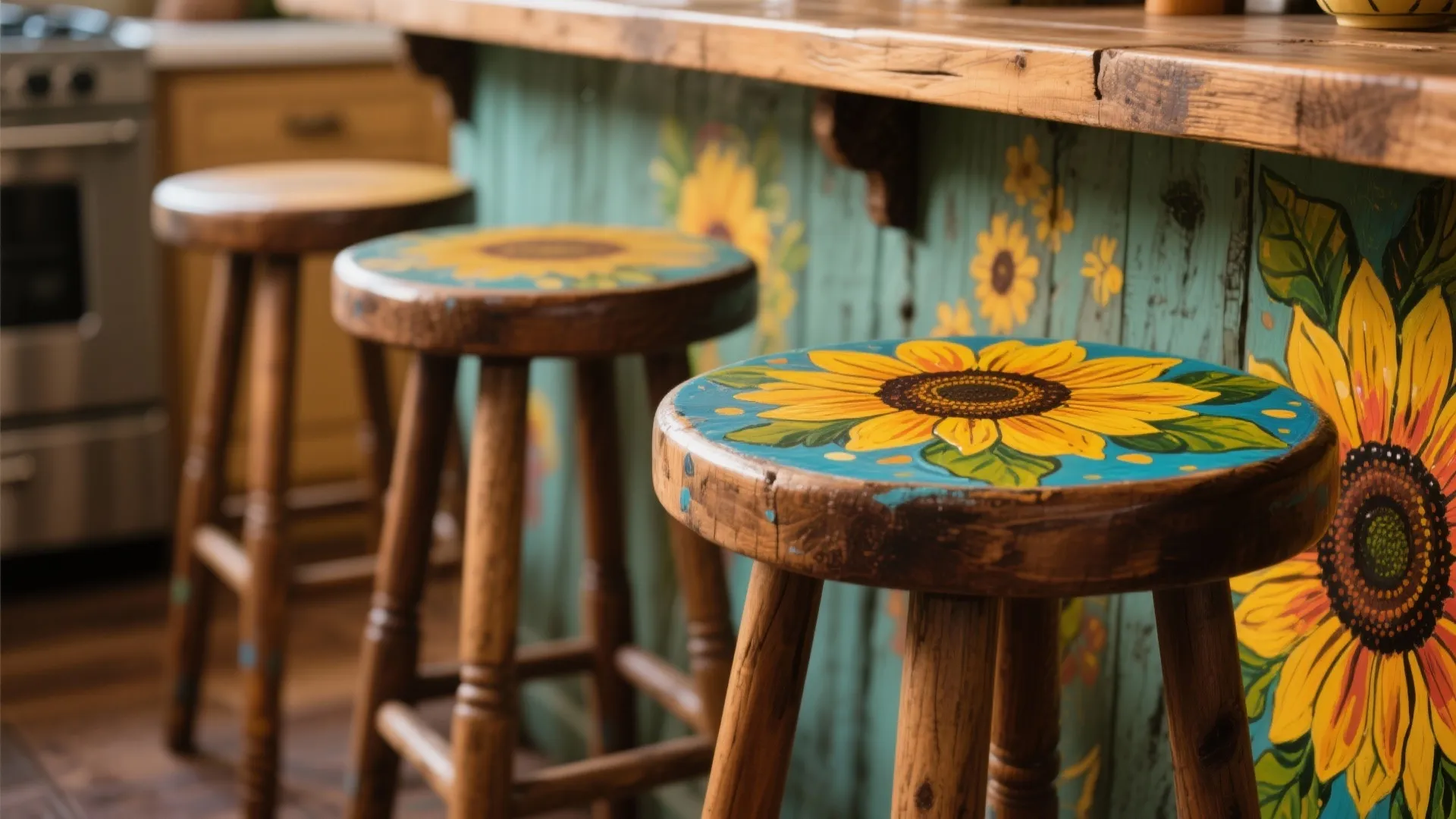 8. Painted Sunflower Stools