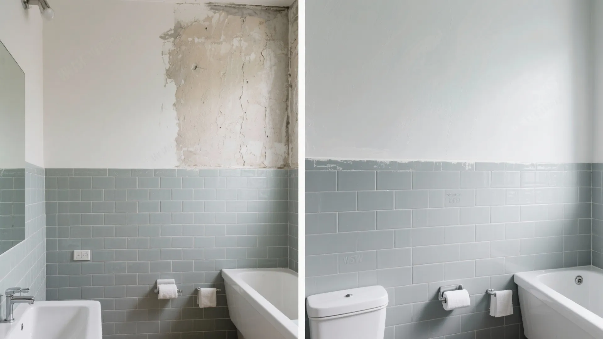 Before and after painted tiles transforming bathroom style
