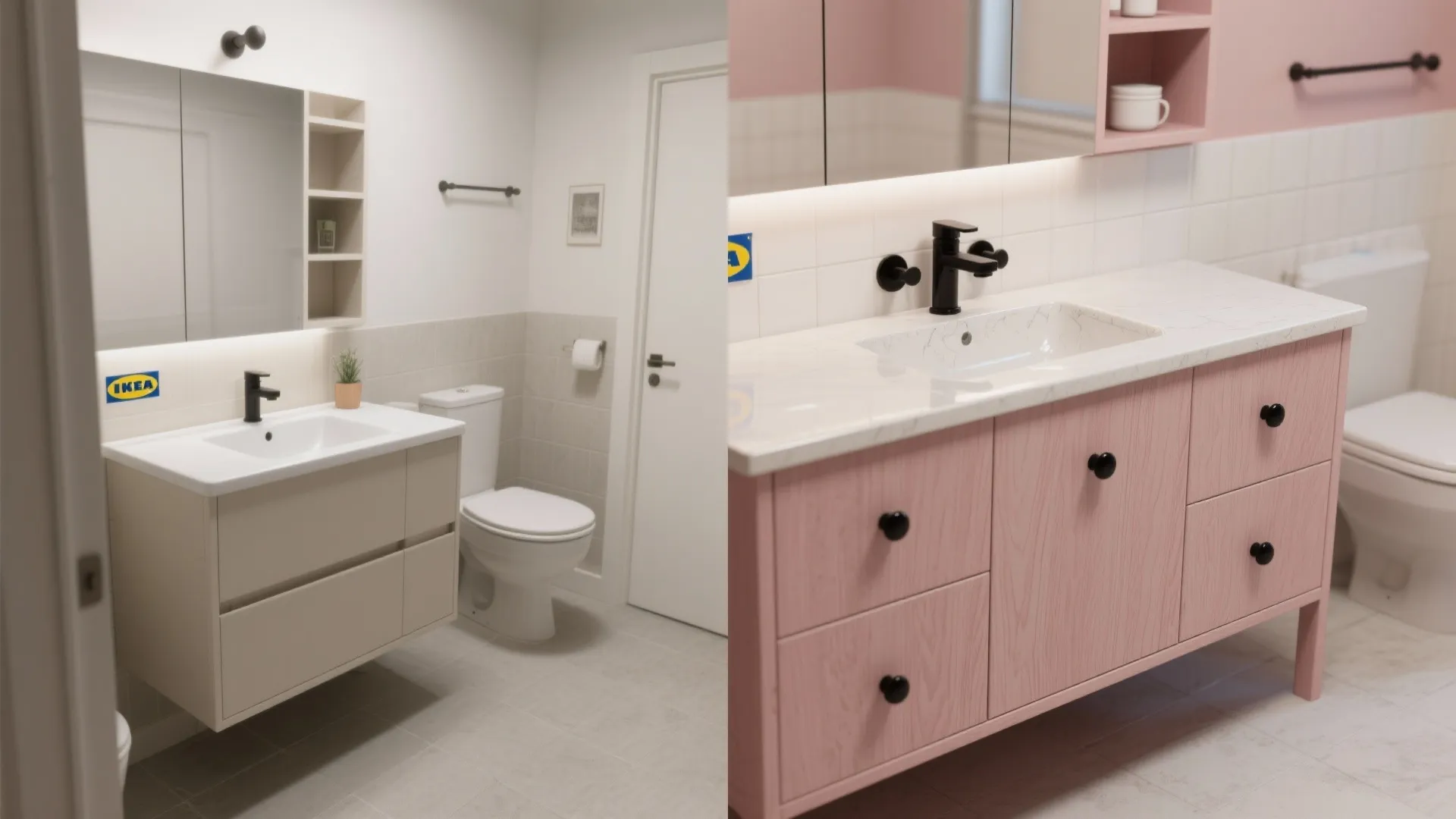 4. Painted Vanity or Pink Cabinet Doors