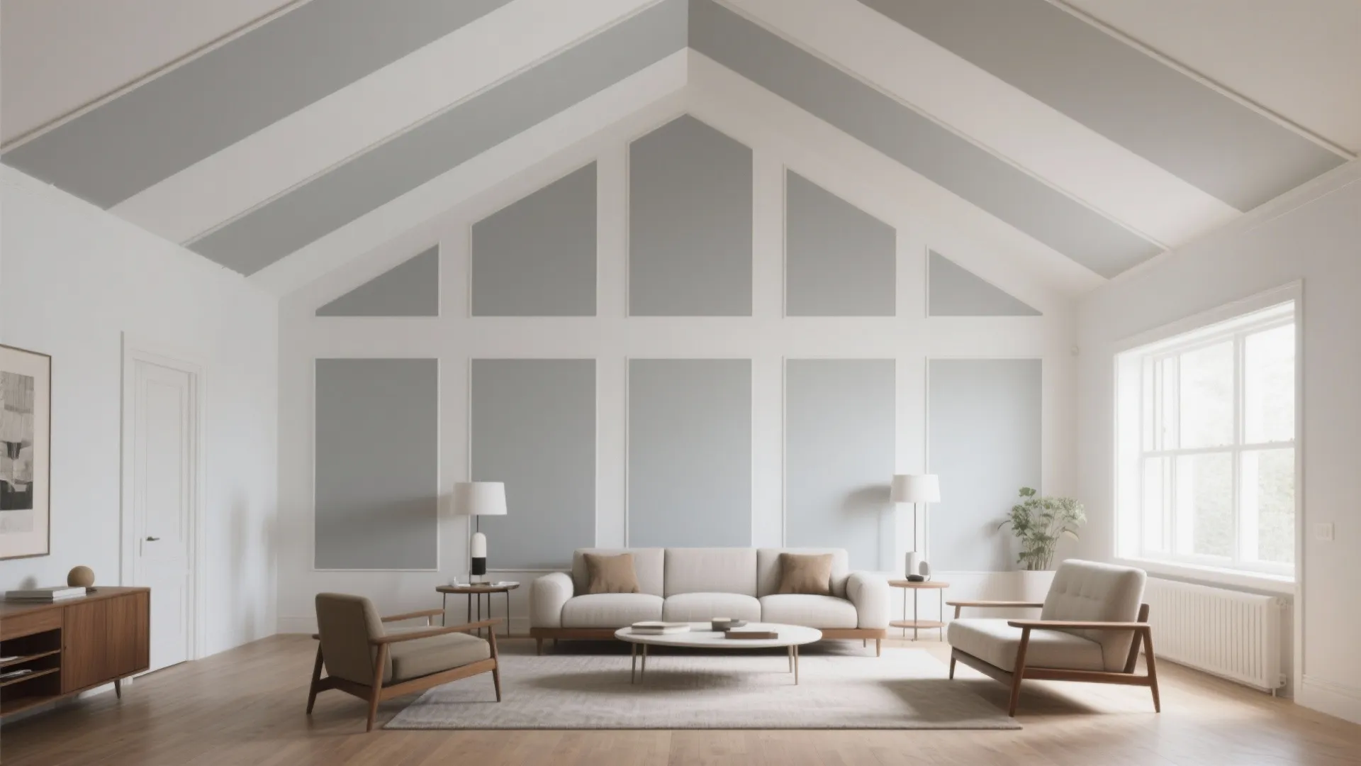 4. Painted Ceiling Panels for Contrast