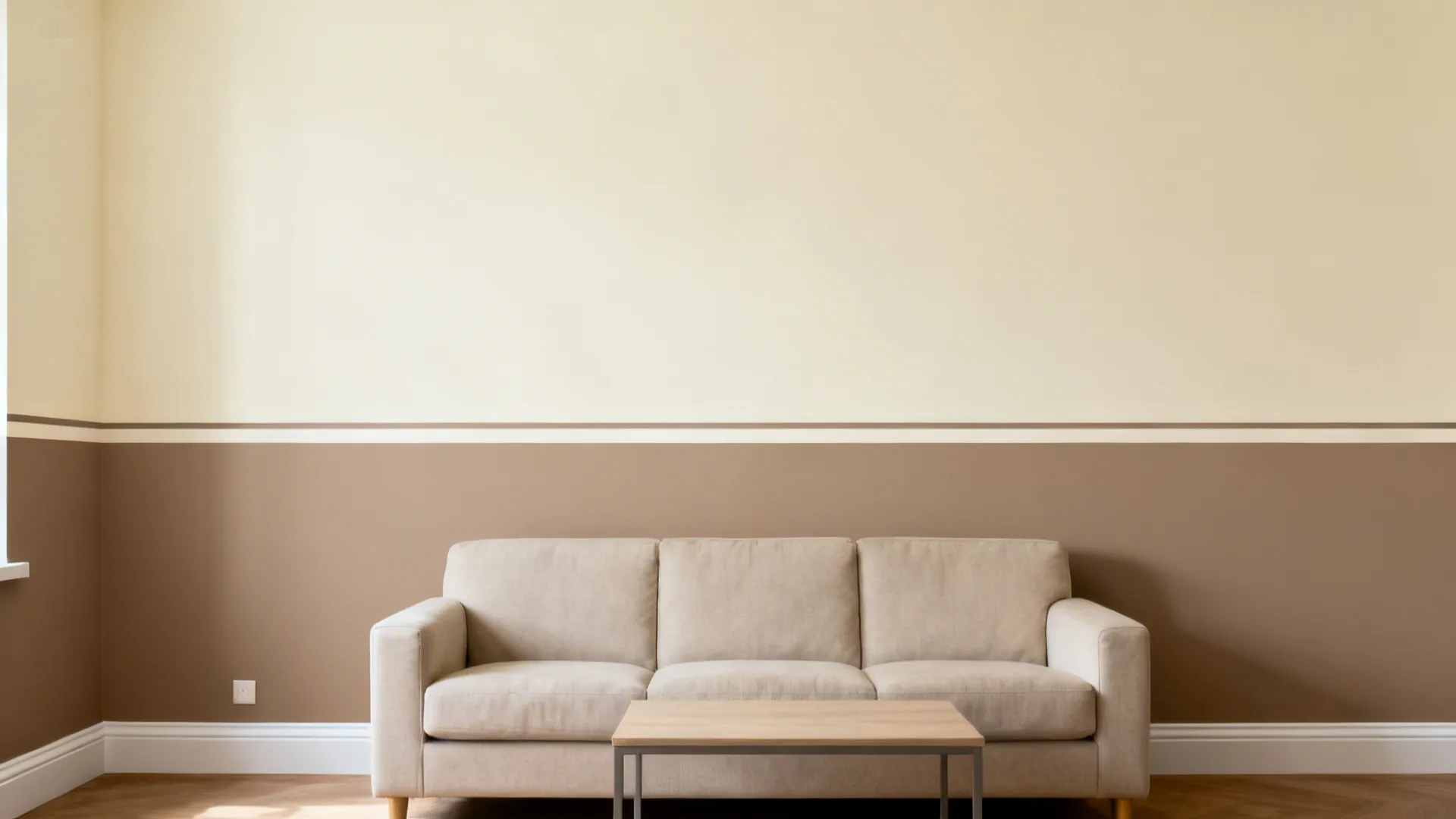 Two-tone painted wainscoting with warm taupe below and creamy walls above